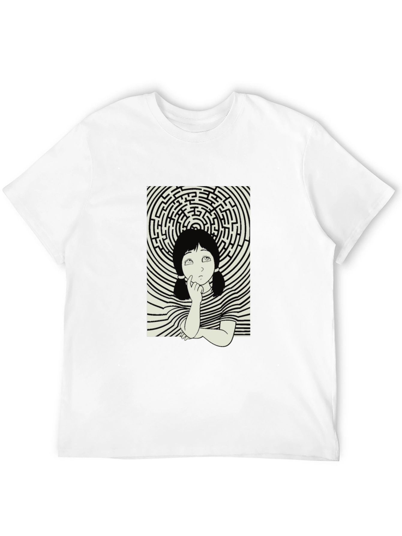 Maze Girl Graphic Tee - Black Cotton Unisex T-Shirt