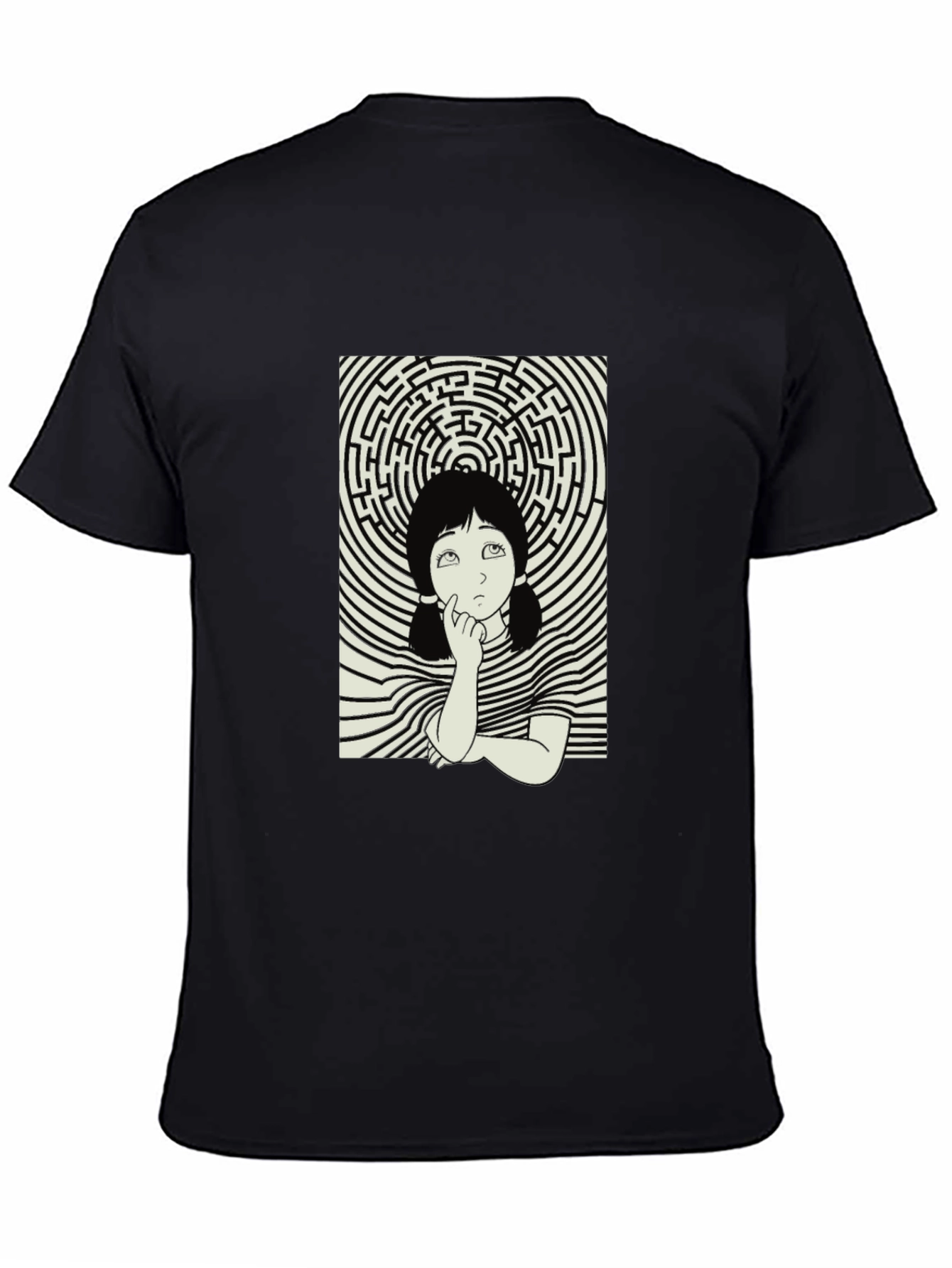 Maze Girl Graphic Tee - Black Cotton Unisex T-Shirt