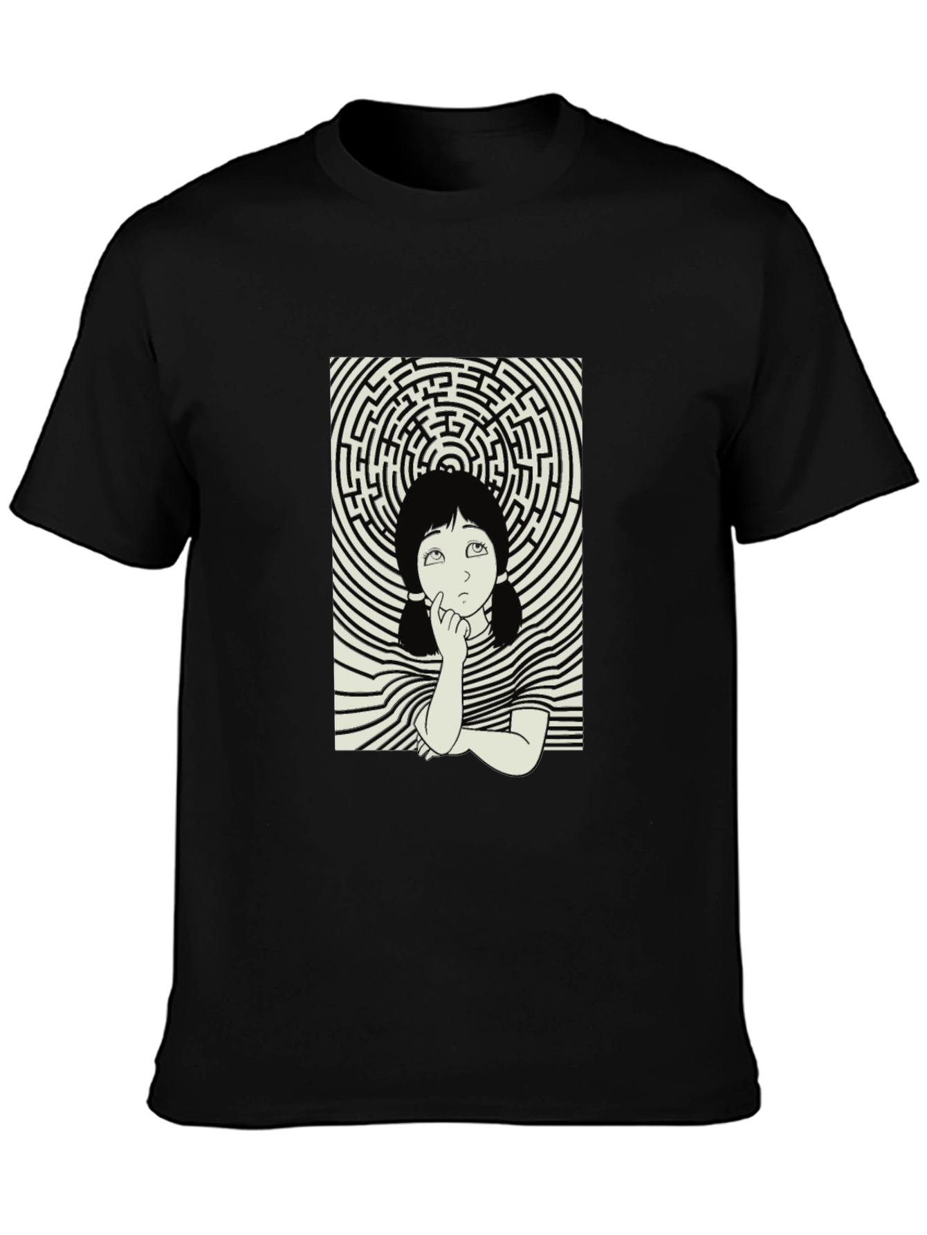 Maze Girl Graphic Tee - Black Cotton Unisex T-Shirt