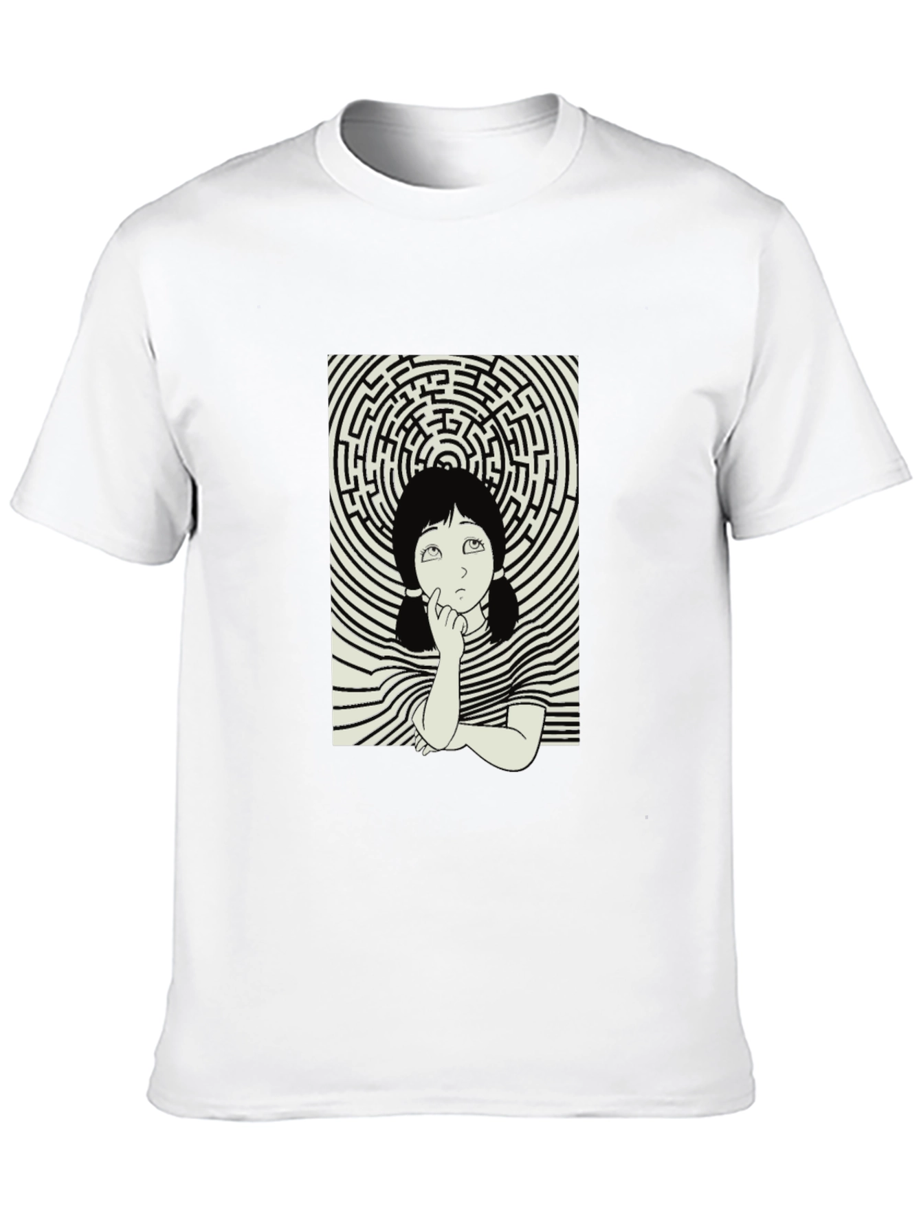 Maze Girl Graphic Tee - Black Cotton Unisex T-Shirt