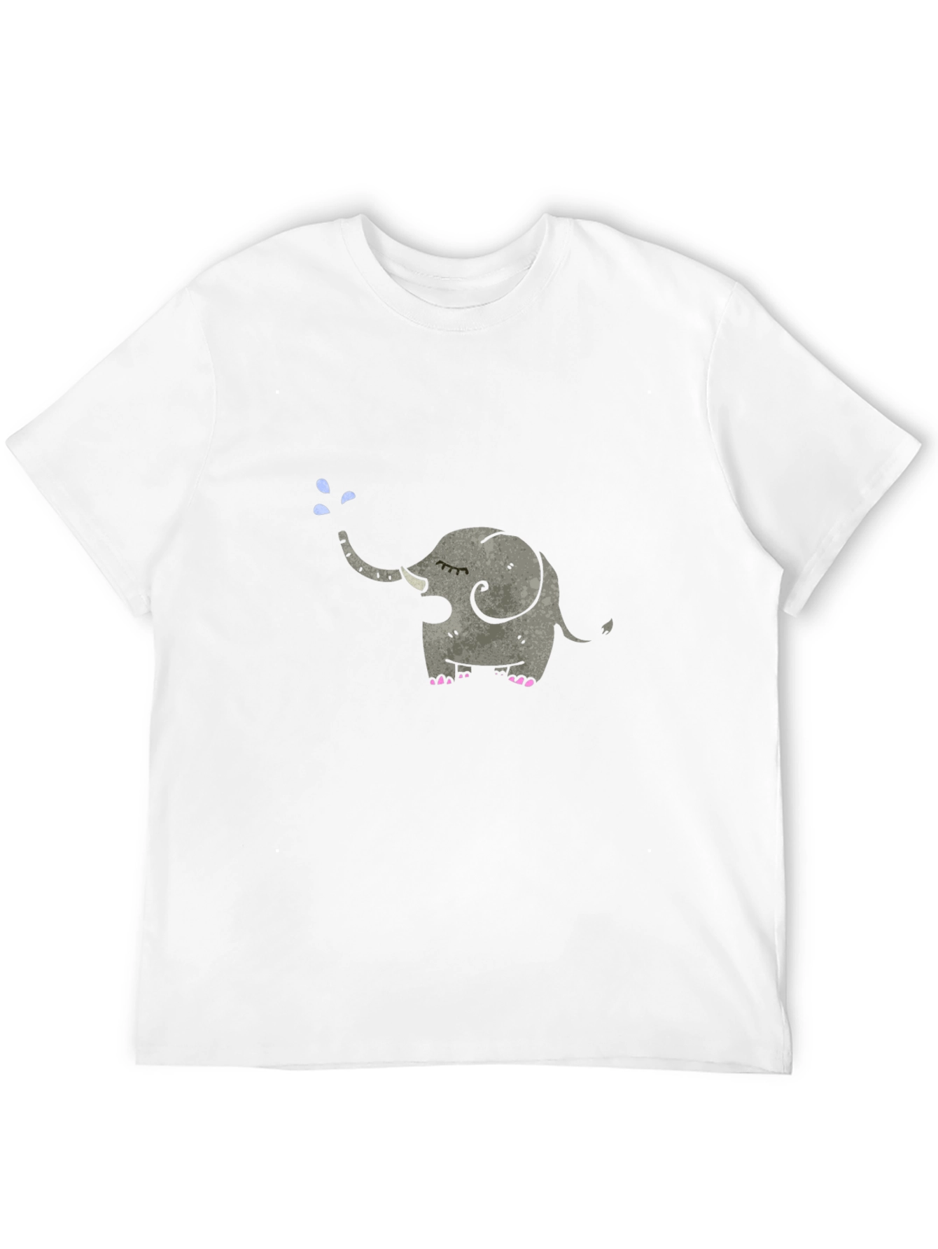 Elephant Tee: Cute Cartoon Animal Graphic Black T-Shirt