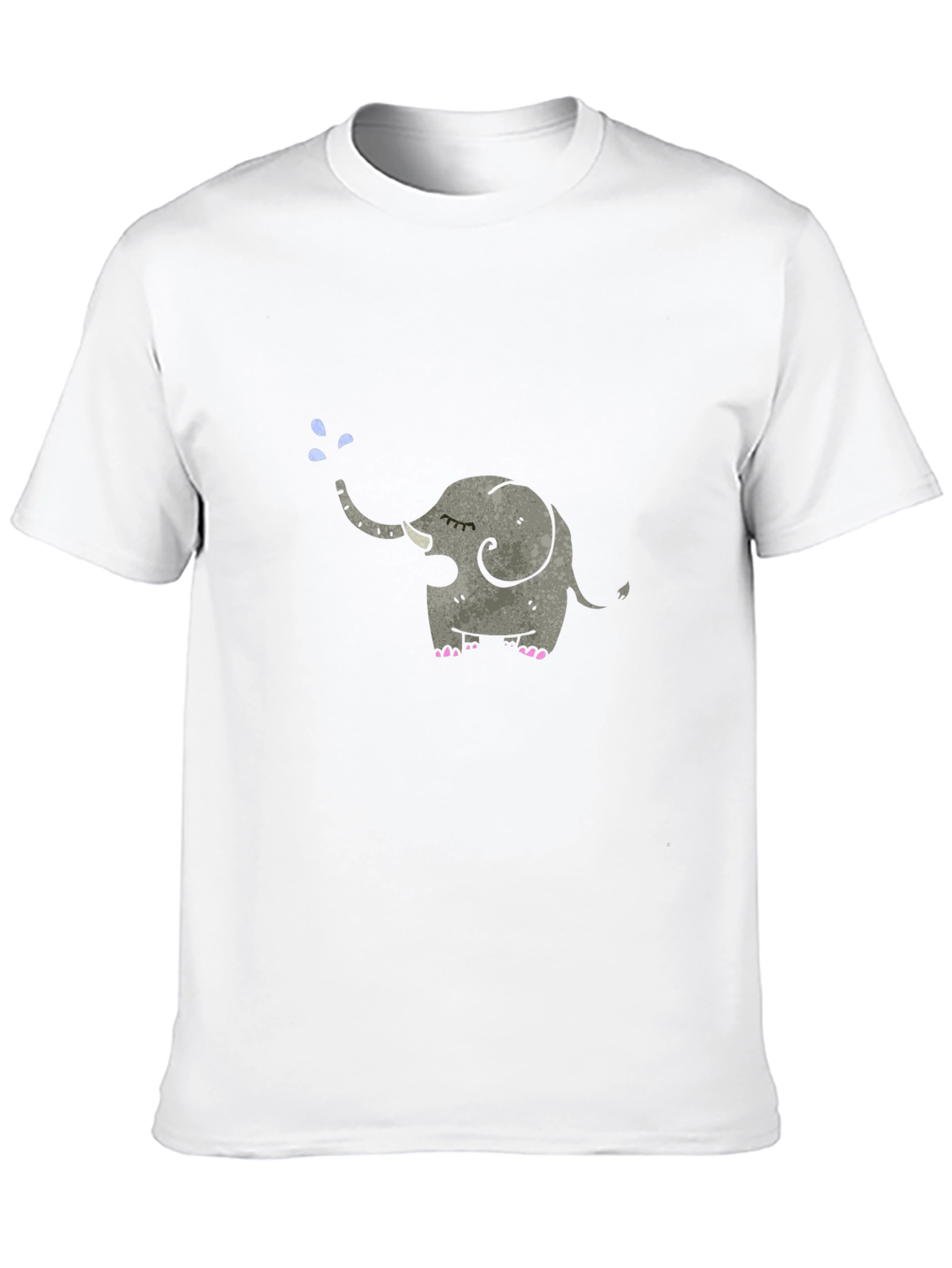 Elephant Tee: Cute Cartoon Animal Graphic Black T-Shirt