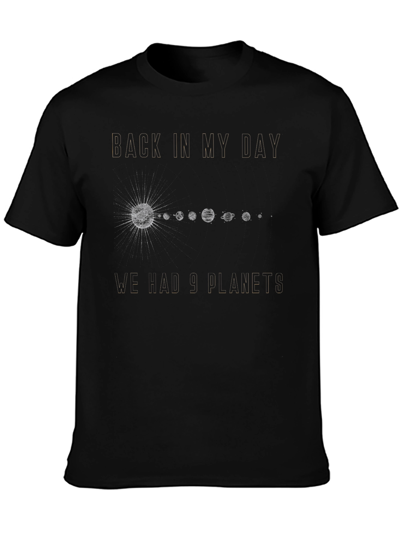 Retro 9 Planets Graphic Tee - Space Nostalgia Shirt