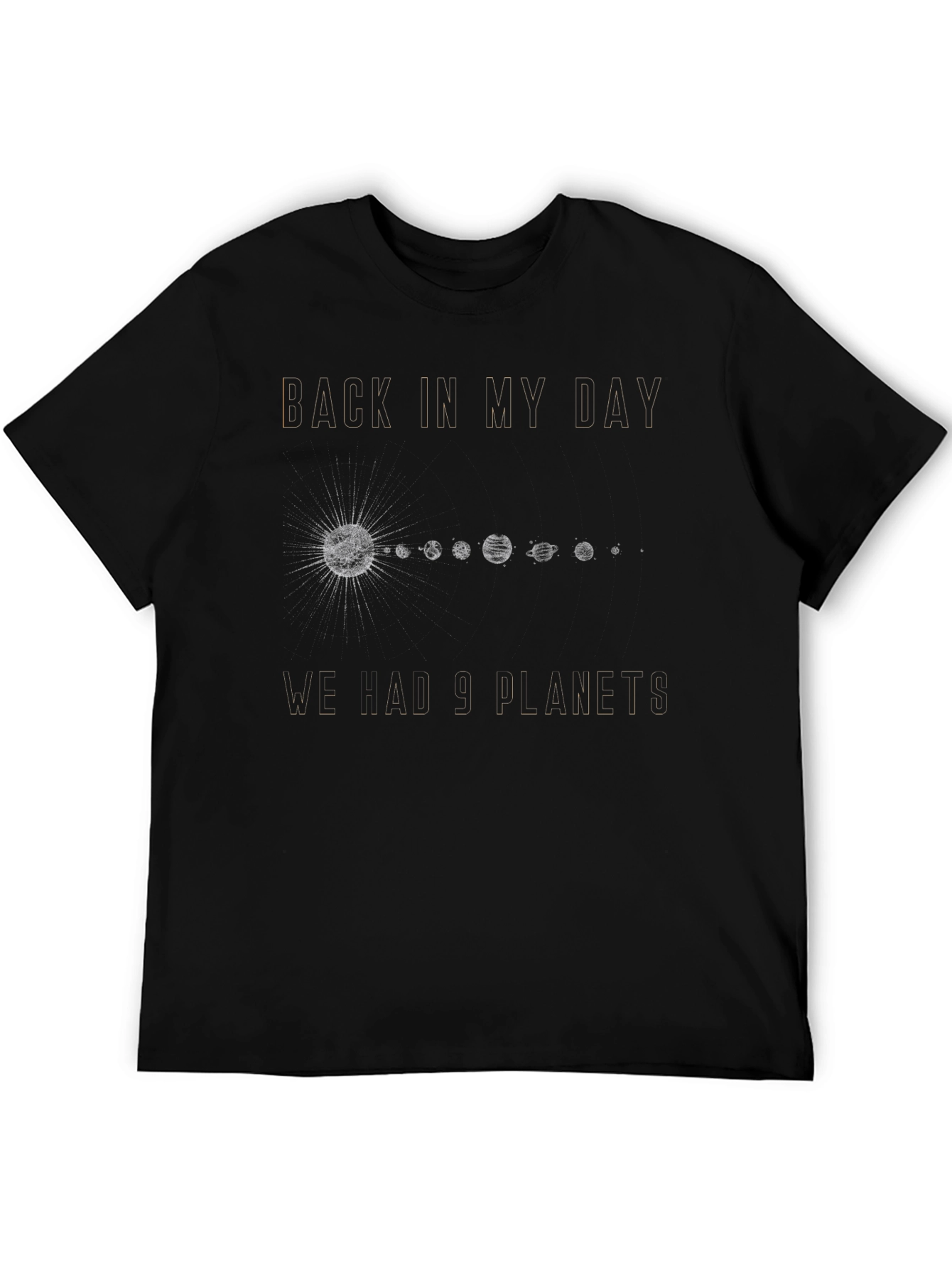 Retro 9 Planets Graphic Tee - Space Nostalgia Shirt