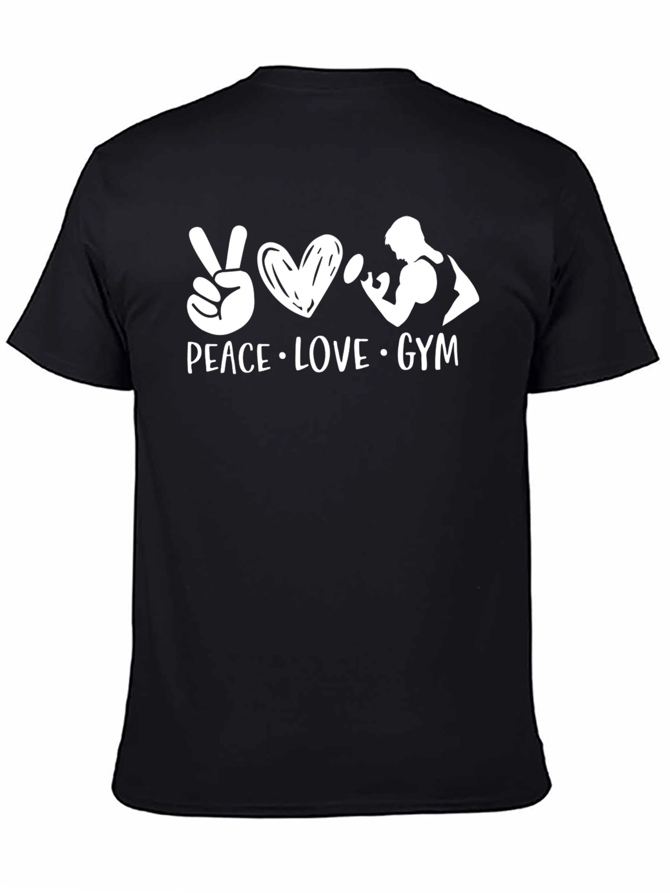 Peace Love Gym Black T-Shirt - Workout Apparel