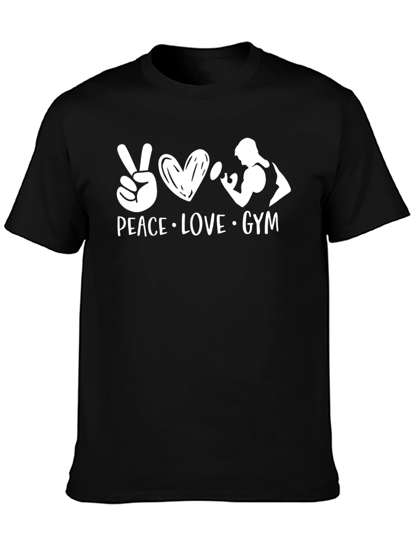 Peace Love Gym Black T-Shirt - Workout Apparel