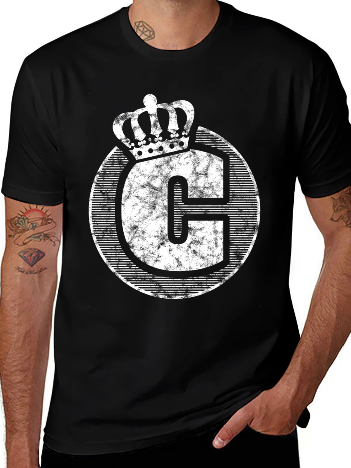 Crown Initial C Graphic Tee - Black