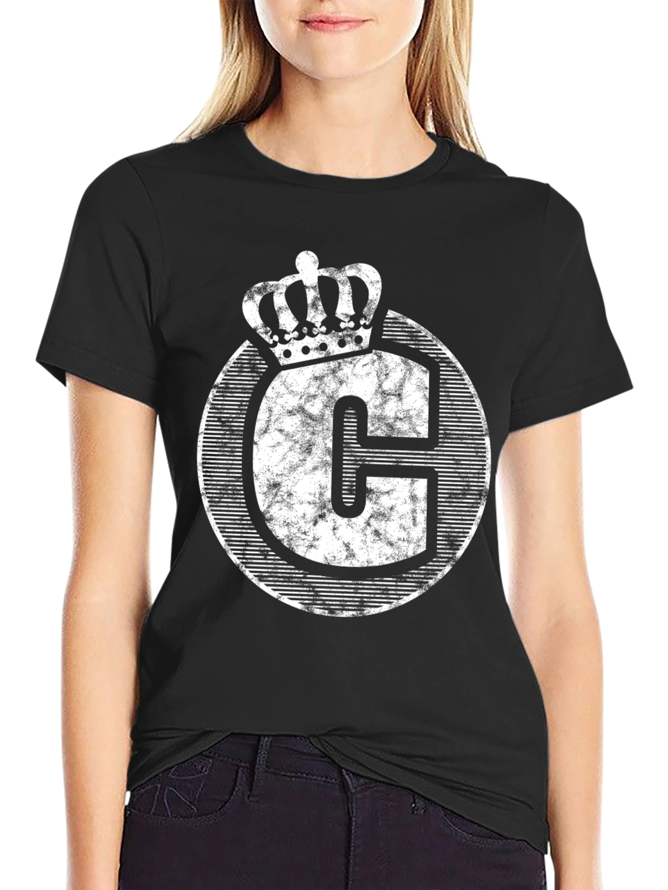 Crown Initial C Graphic Tee - Black