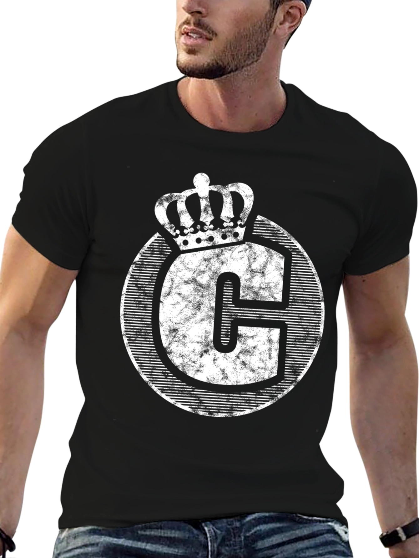 Crown Initial C Graphic Tee - Black
