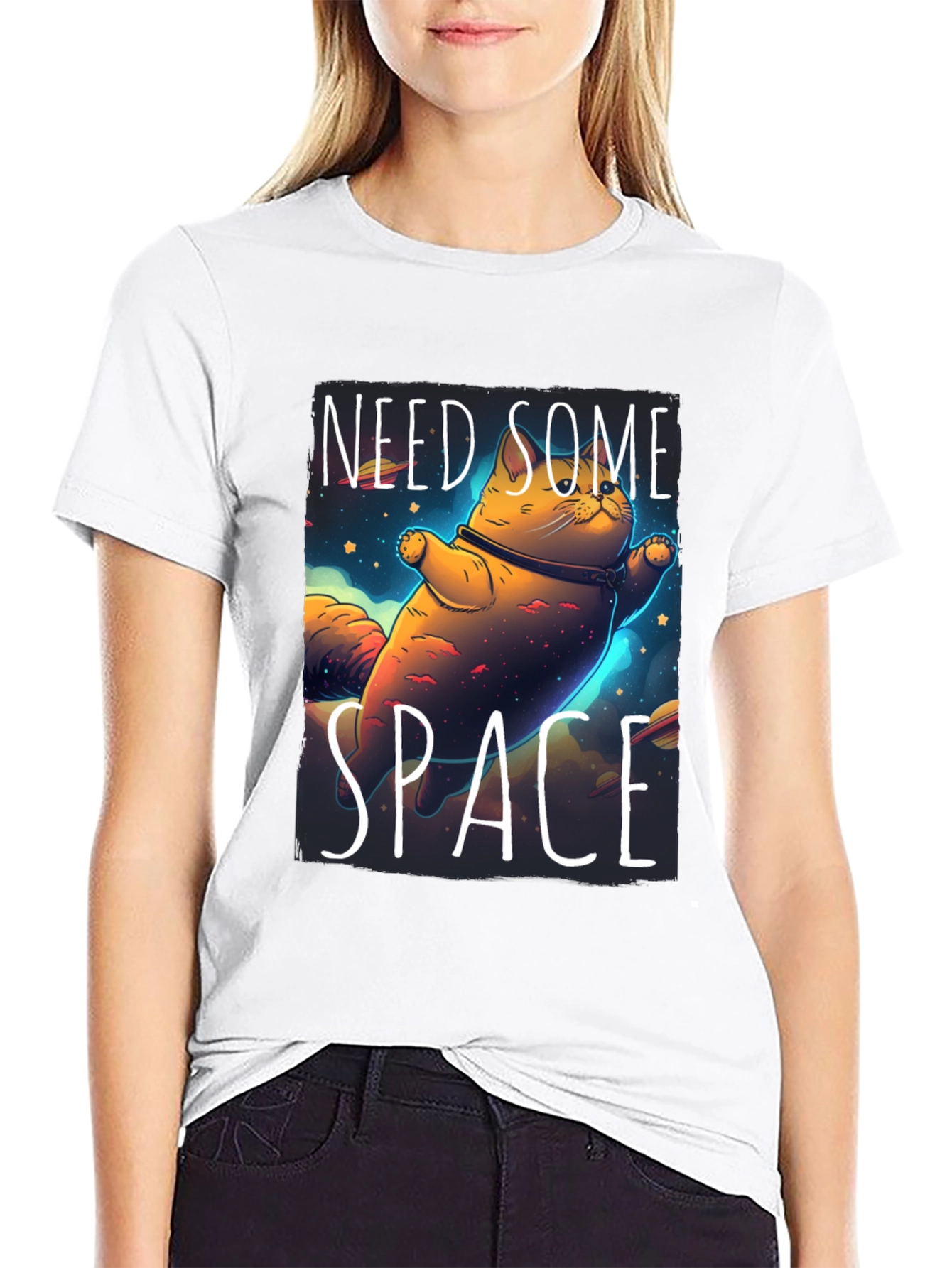 Need Some Space Cat T-Shirt - Black Unique Design