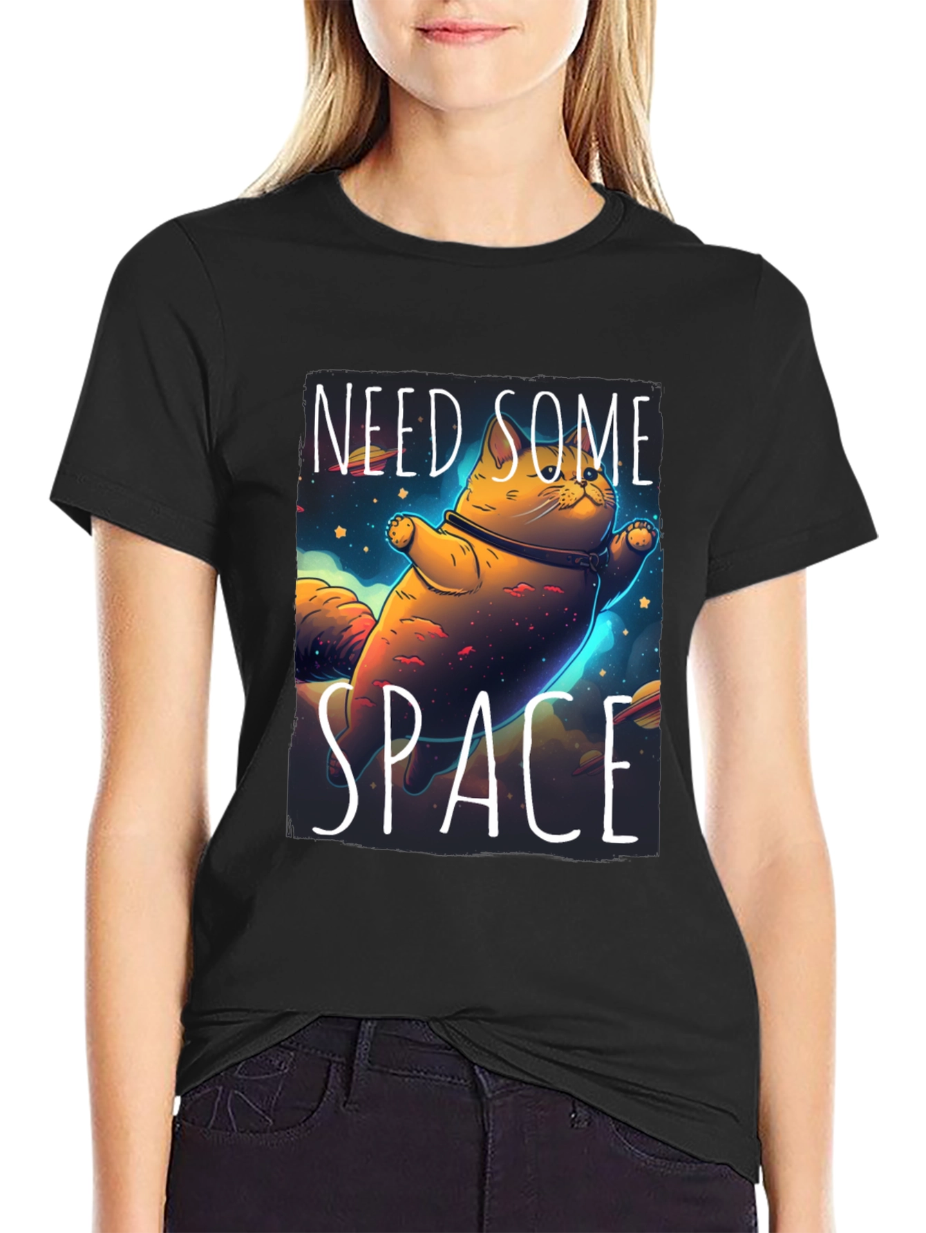 Need Some Space Cat T-Shirt - Black Unique Design