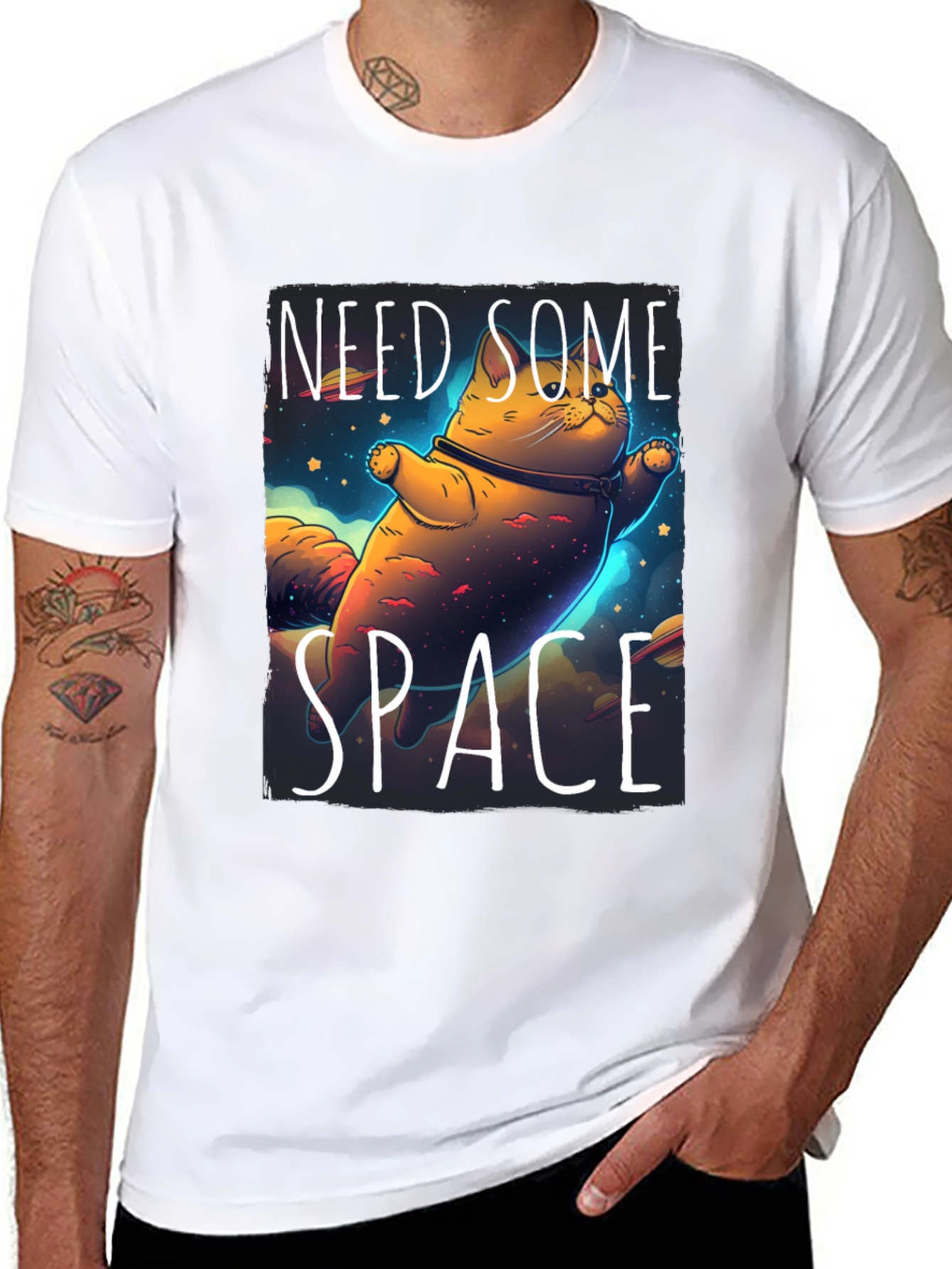 Need Some Space Cat T-Shirt - Black Unique Design