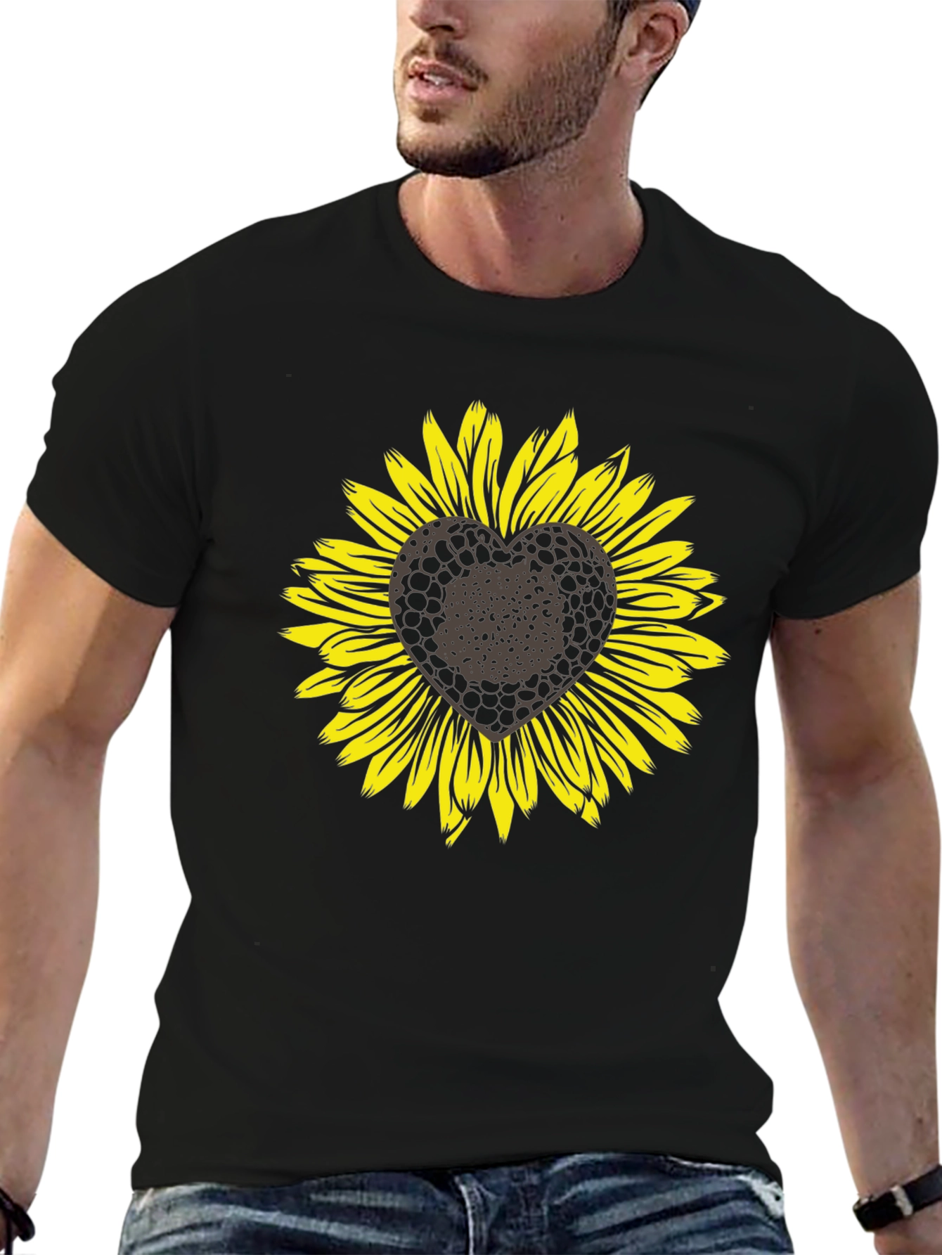 Sunflower Heart Graphic T-Shirt