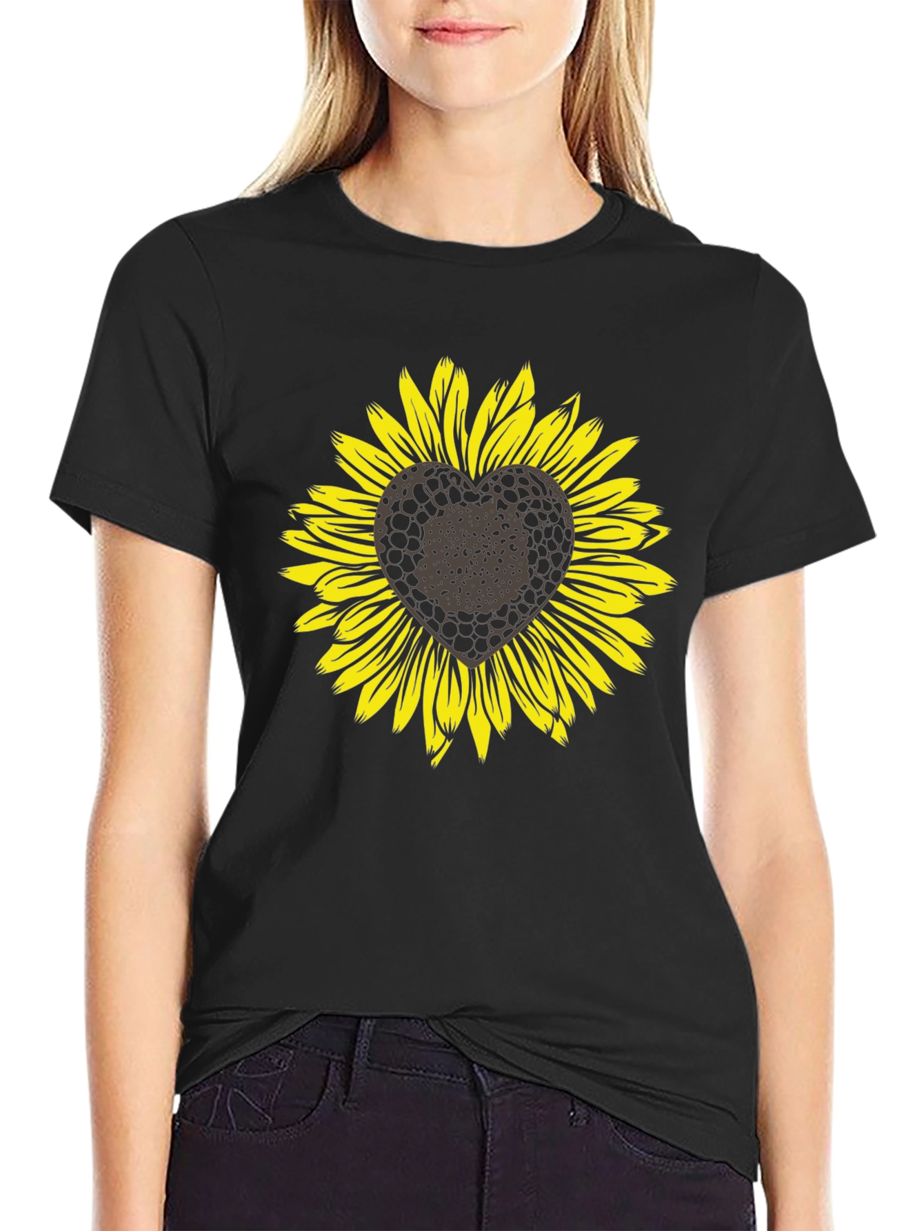 Sunflower Heart Graphic T-Shirt