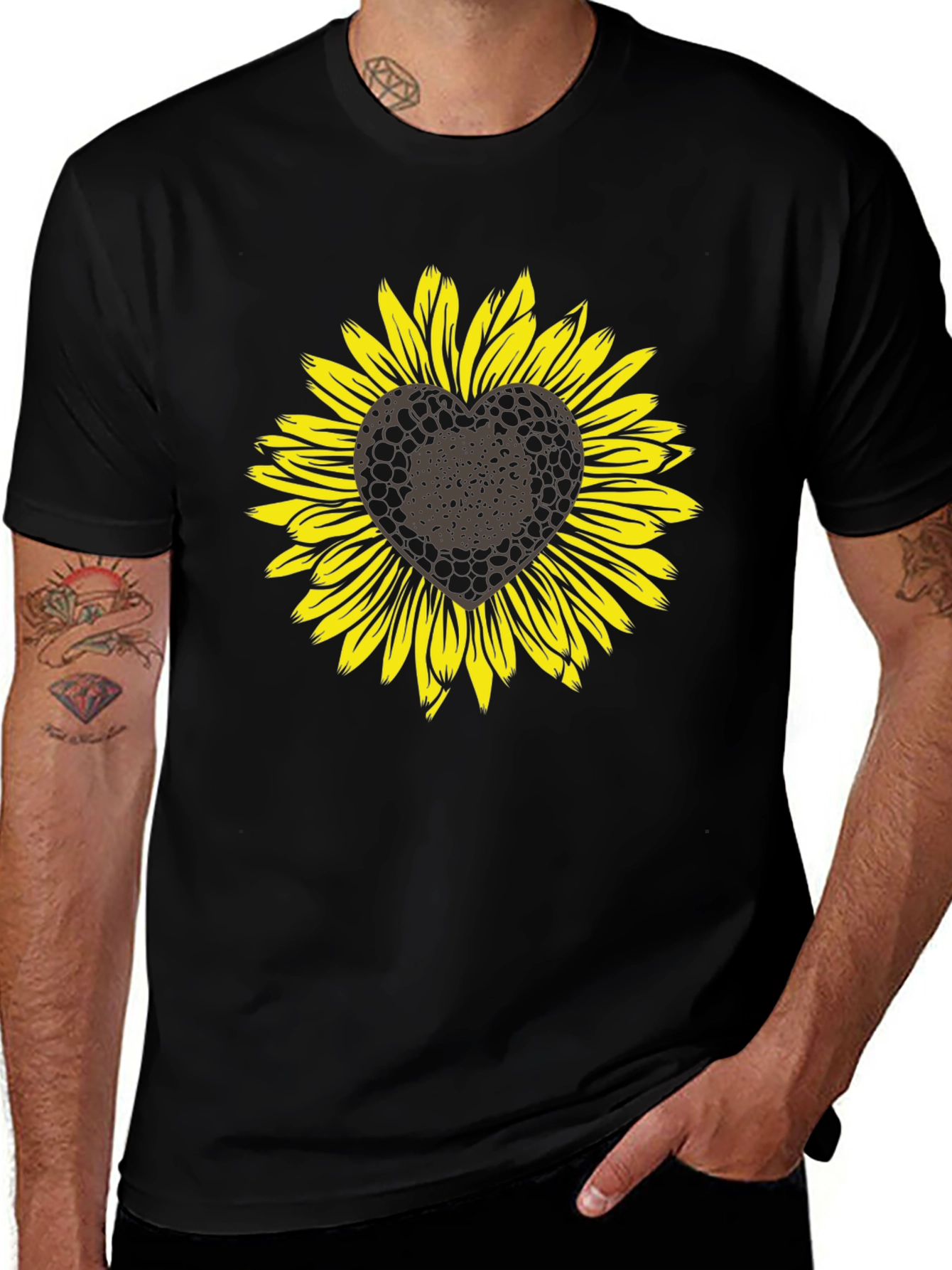 Sunflower Heart Graphic T-Shirt