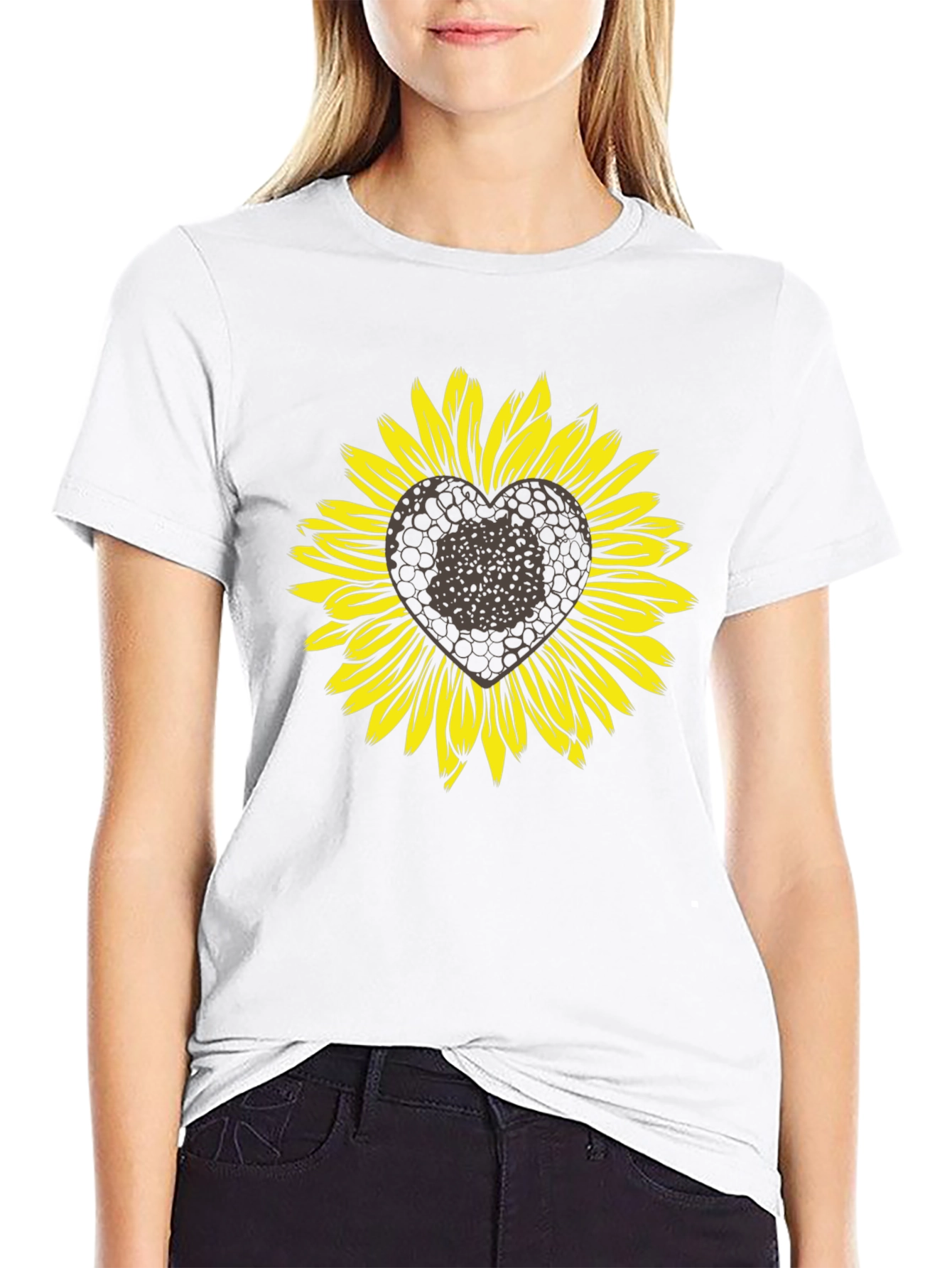 Sunflower Heart Graphic T-Shirt