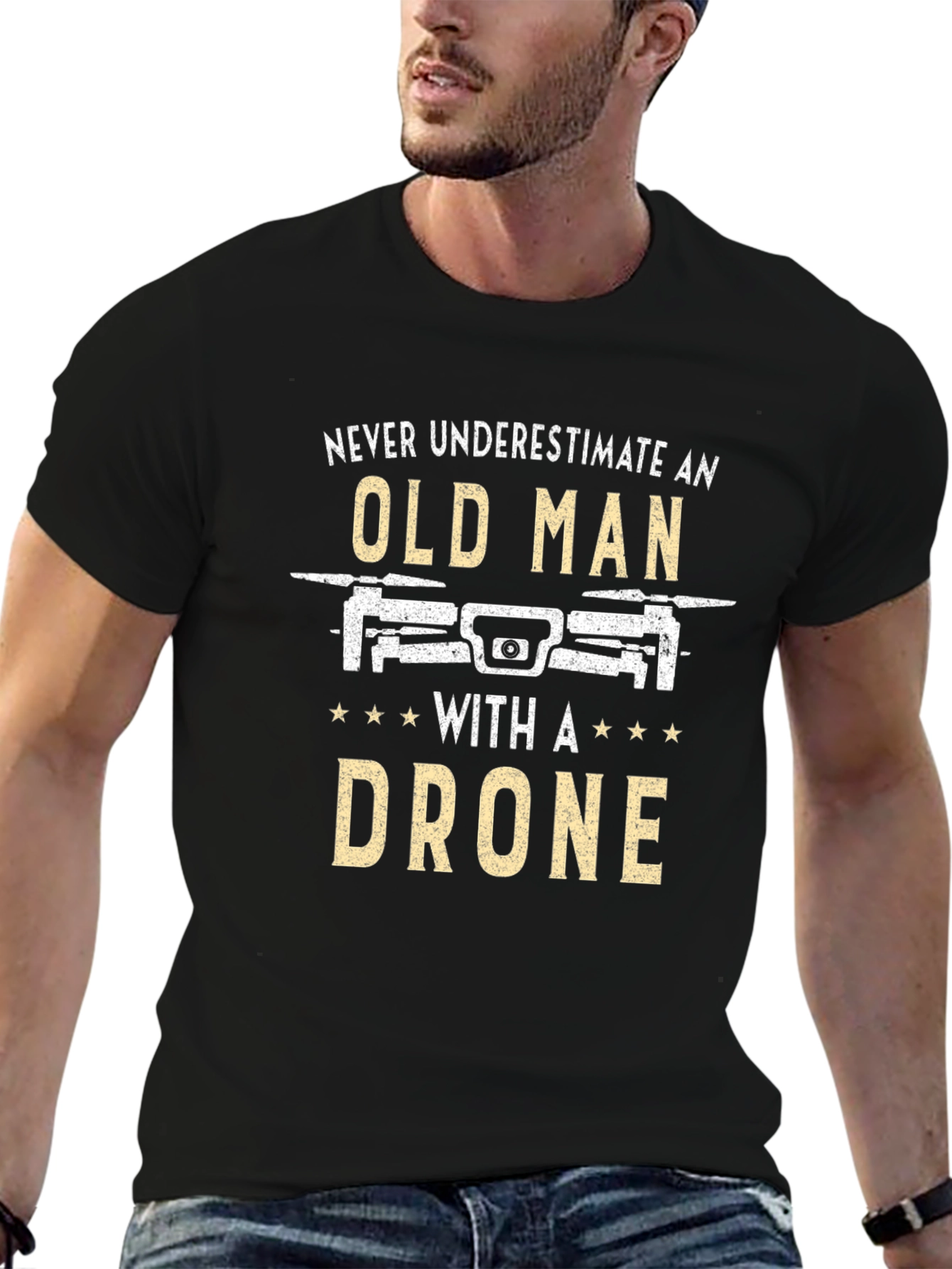 Funny Old Man Drone T-Shirt