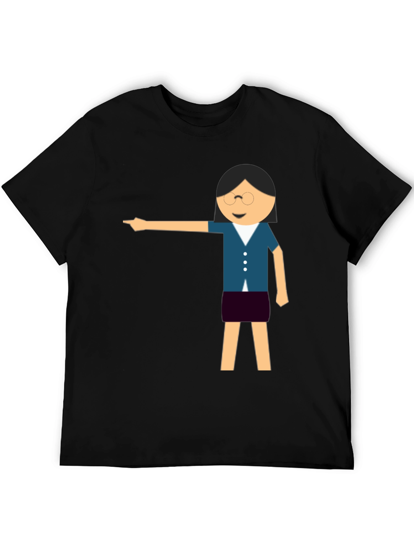 Funny Teacher Pointing Black T-Shirt