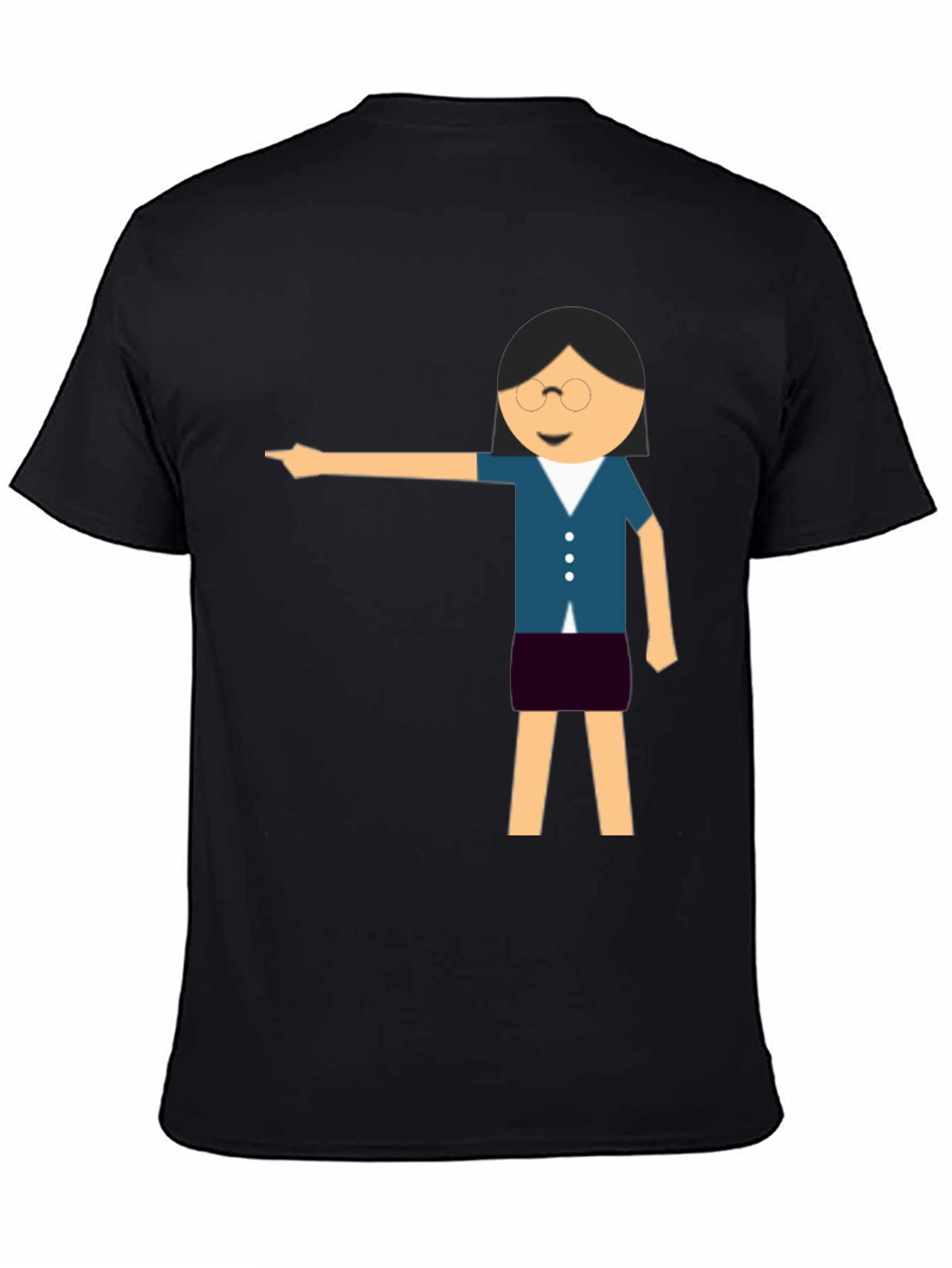 Funny Teacher Pointing Black T-Shirt