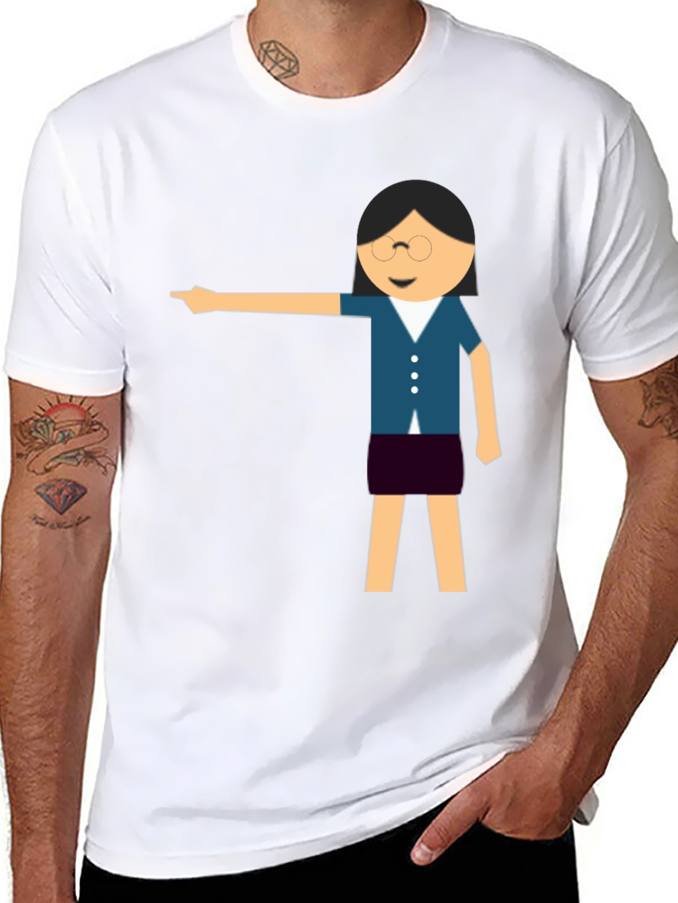 Funny Teacher Pointing Black T-Shirt