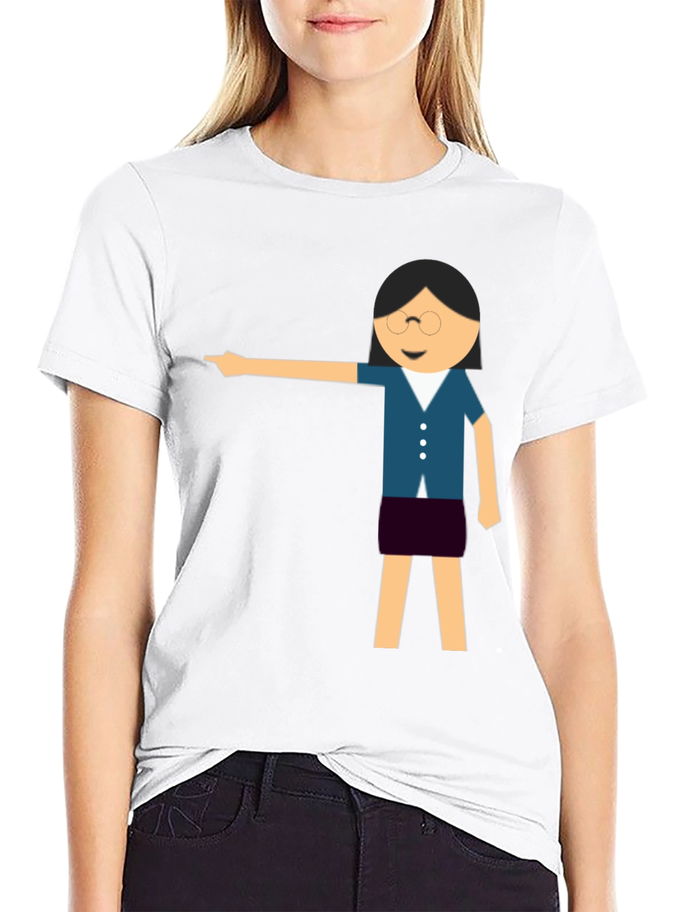 Funny Teacher Pointing Black T-Shirt