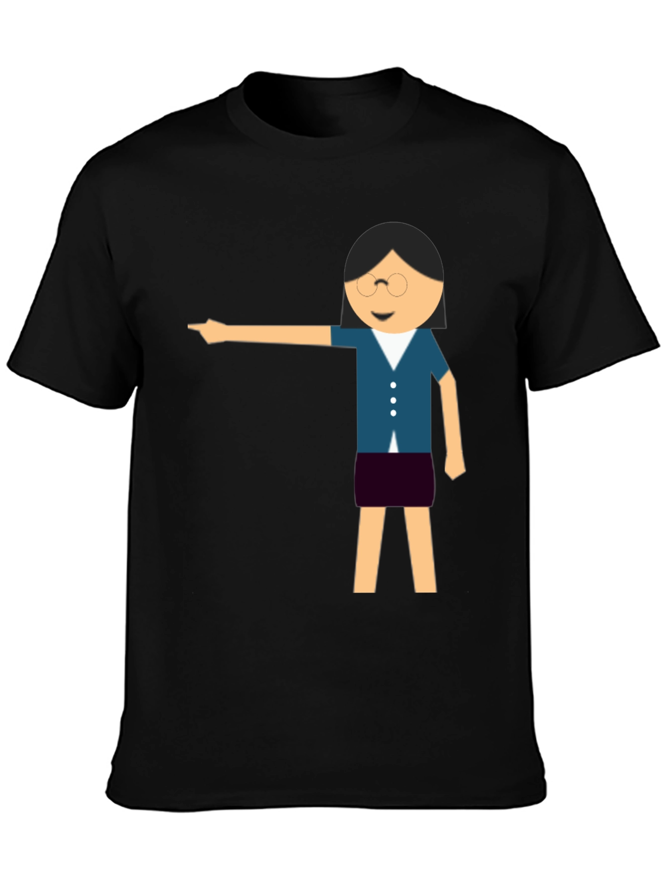 Funny Teacher Pointing Black T-Shirt