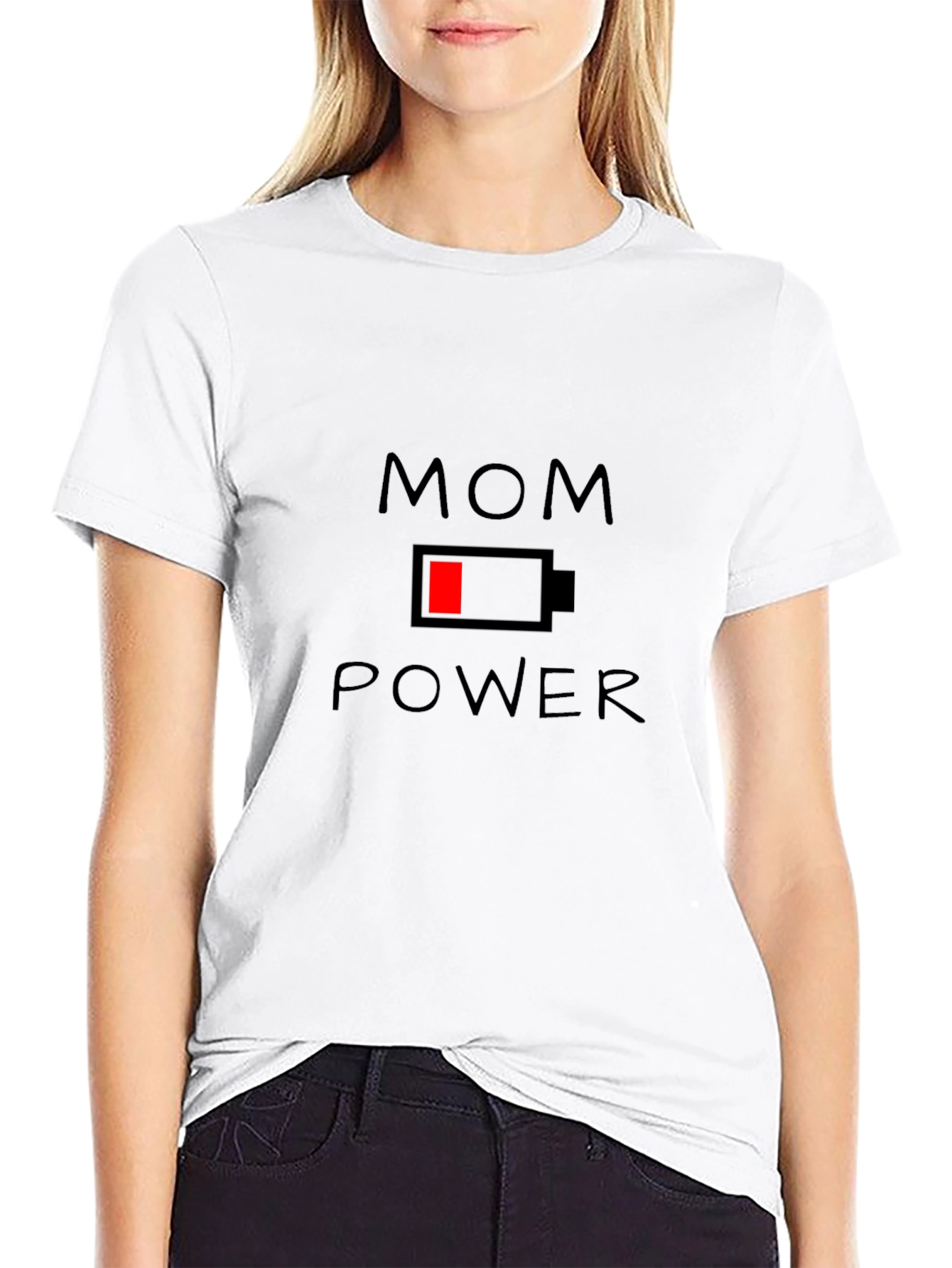 Mom Power Low Battery T-Shirt - Black