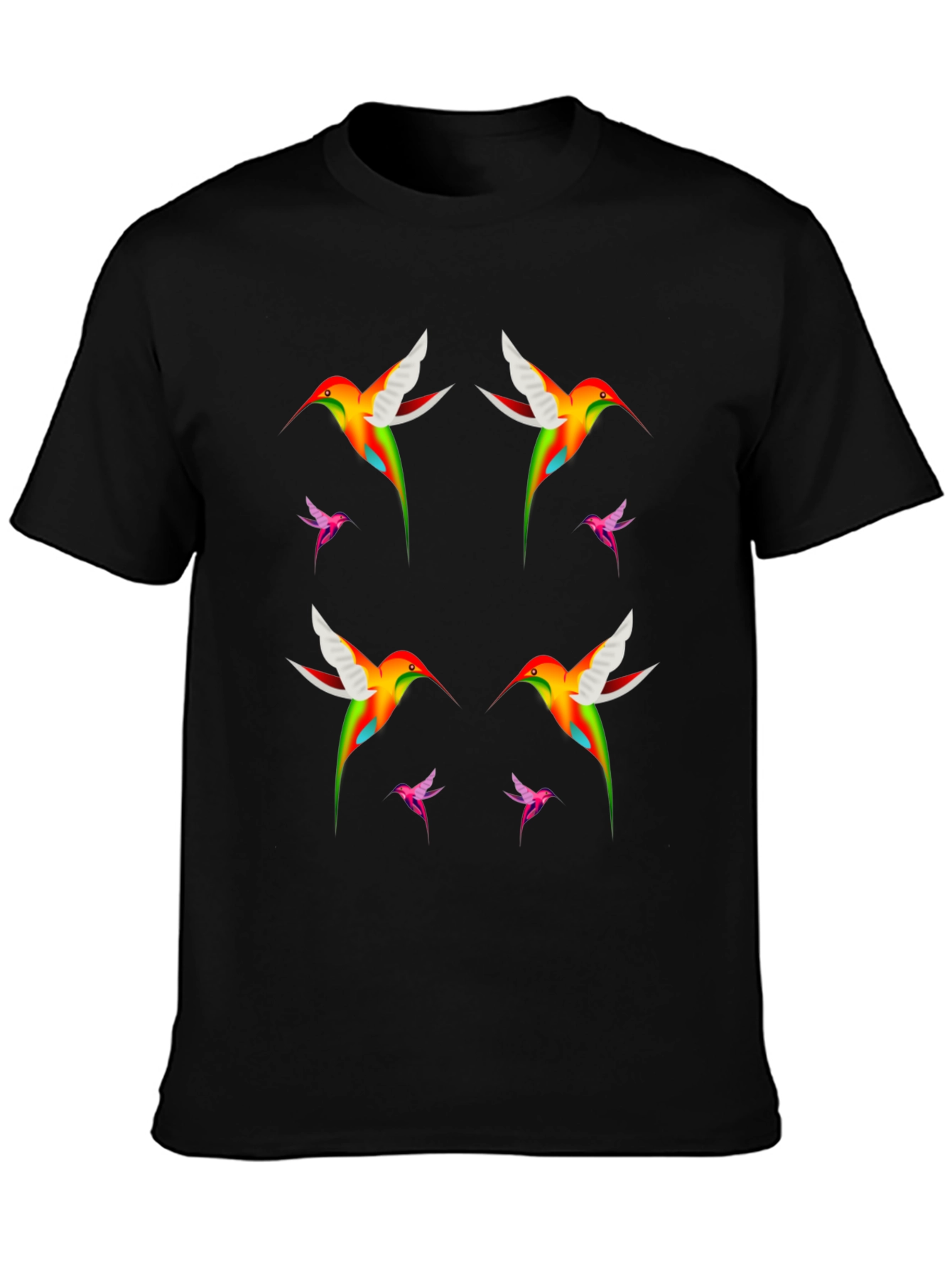Hummingbird Graphic Print Black Tee