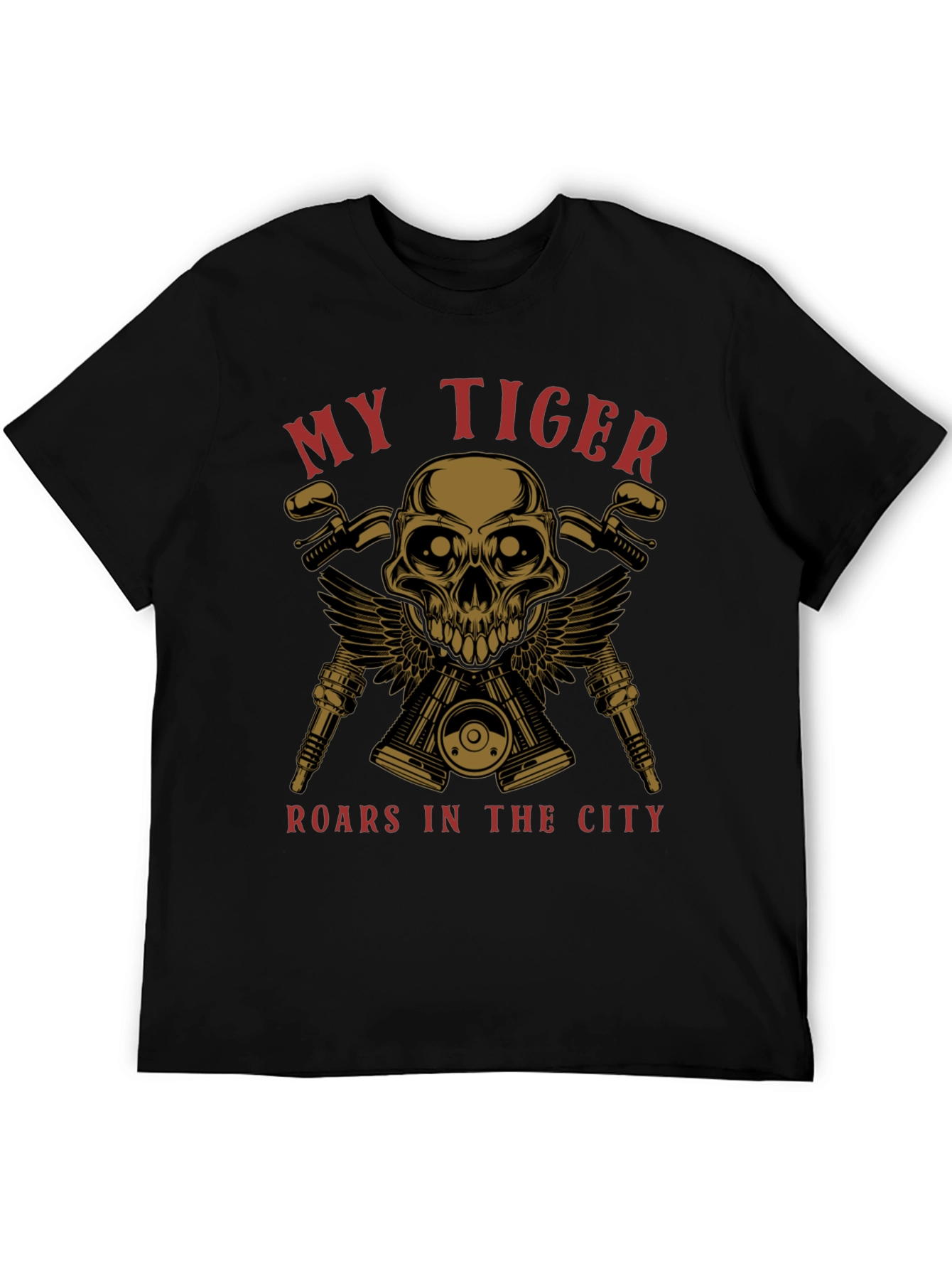 My Tiger Motorcycle Skull Graphic T-Shirt