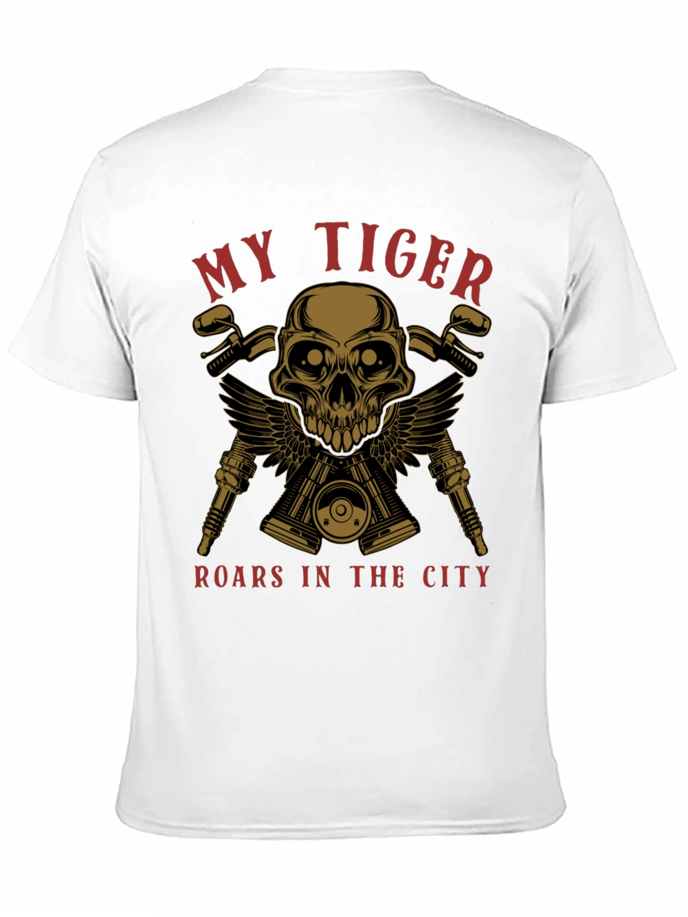 My Tiger Motorcycle Skull Graphic T-Shirt
