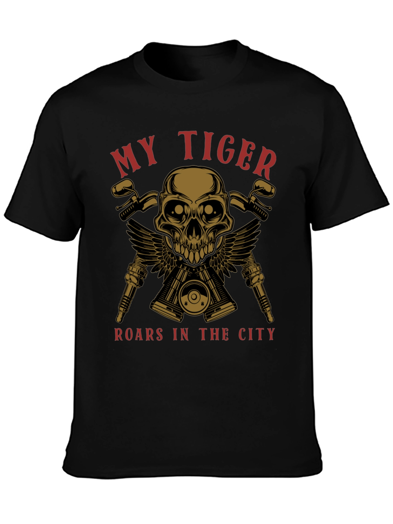 My Tiger Motorcycle Skull Graphic T-Shirt