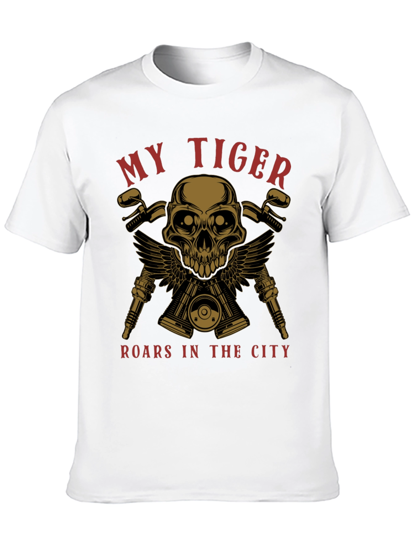 My Tiger Motorcycle Skull Graphic T-Shirt