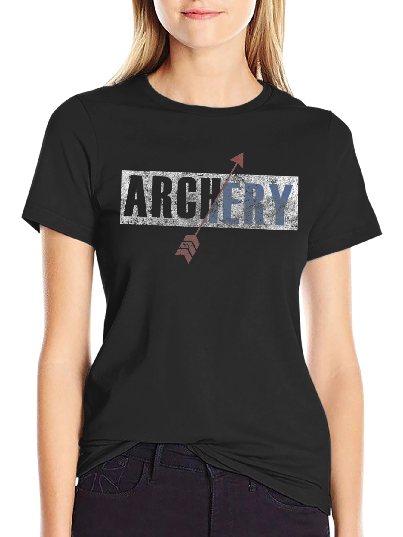 Archery Arrow Graphic Tee - Black Cotton Casual T-Shirt