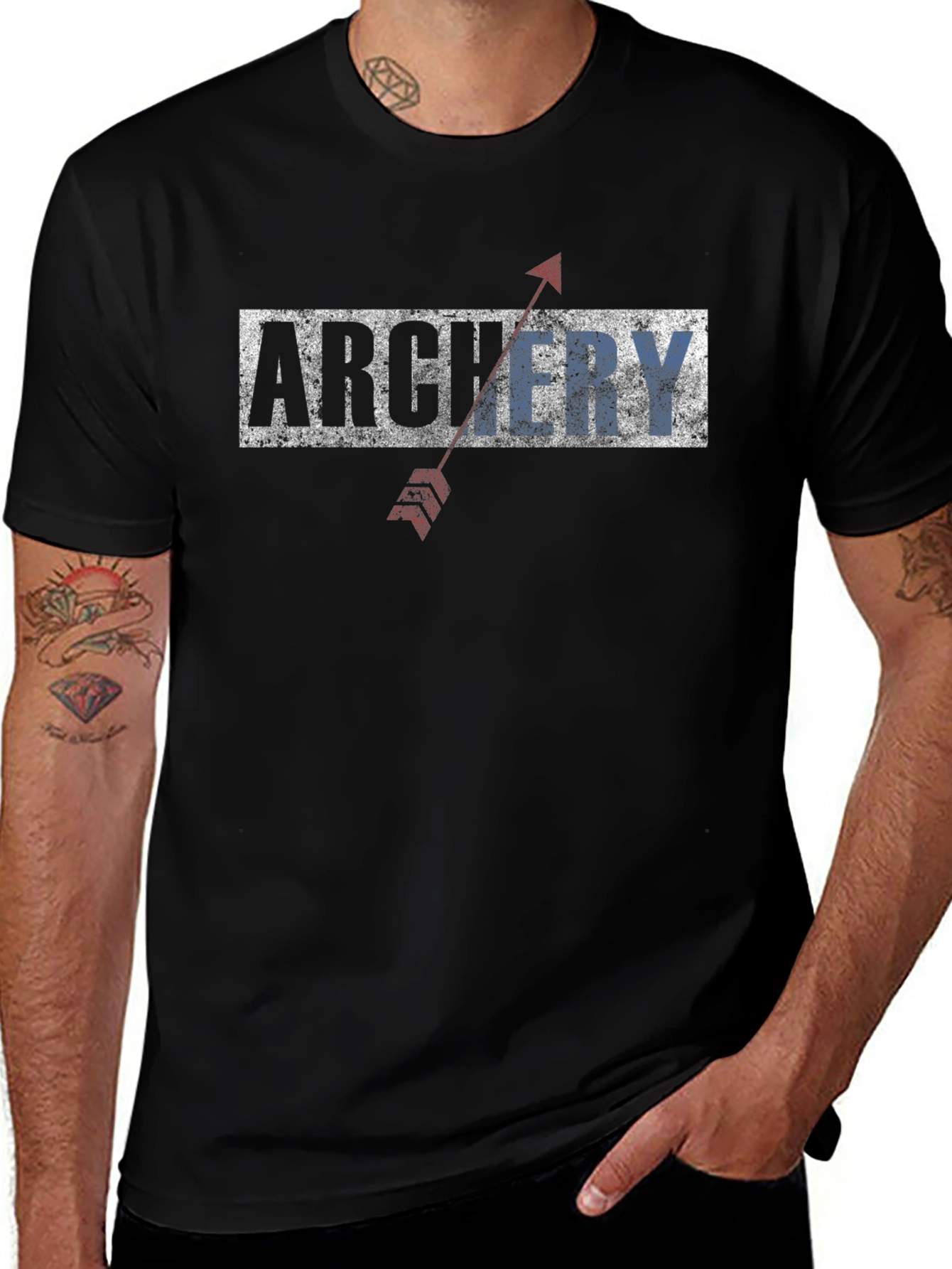 Archery Arrow Graphic Tee - Black Cotton Casual T-Shirt