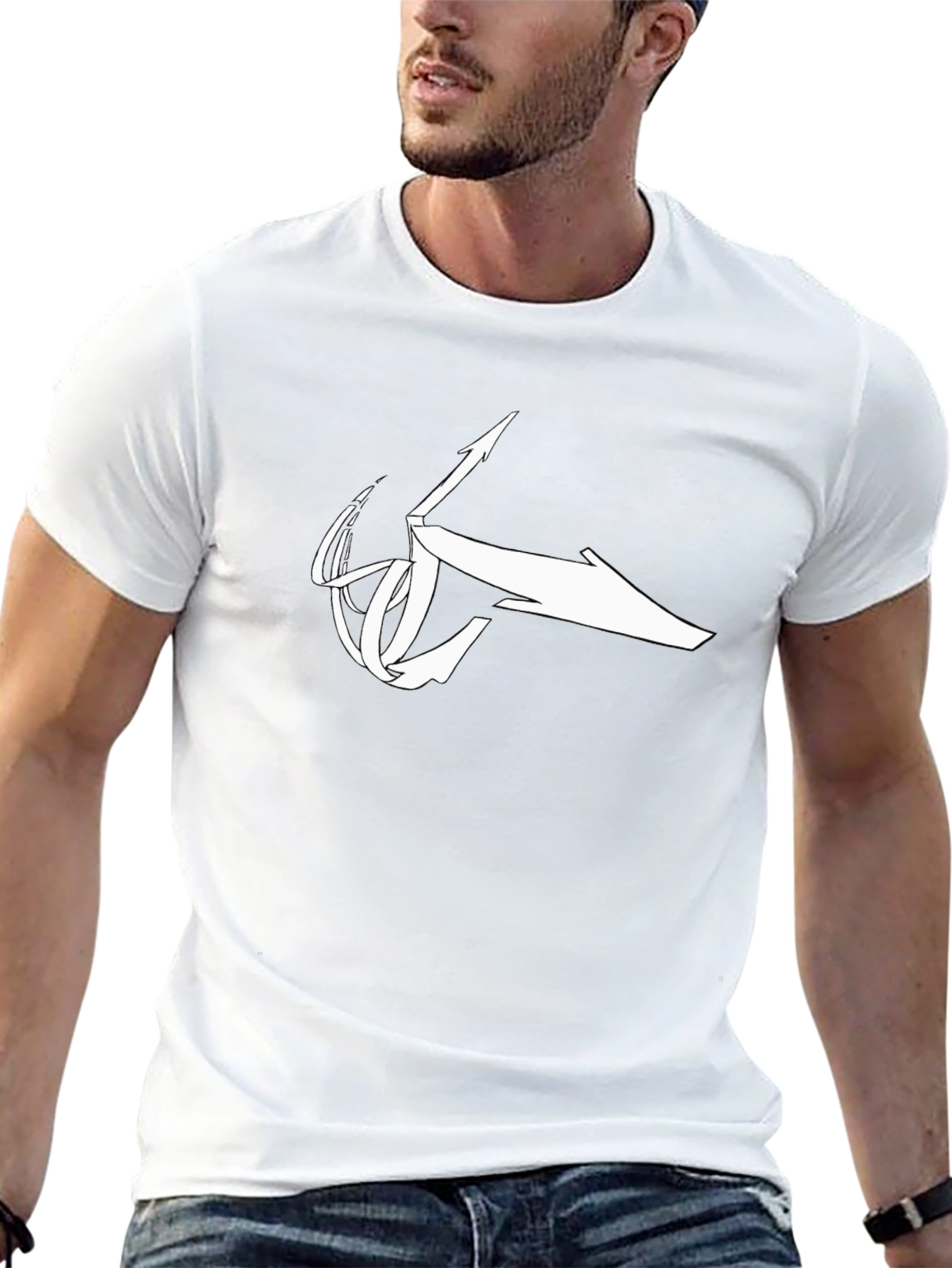 Black T-Shirt with Abstract White Logo