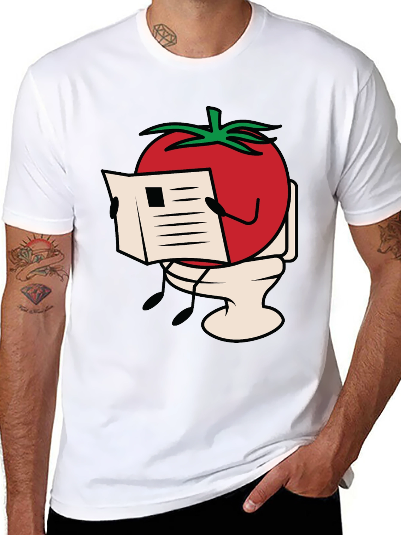 Tomato on Toilet Funny Graphic T-Shirt