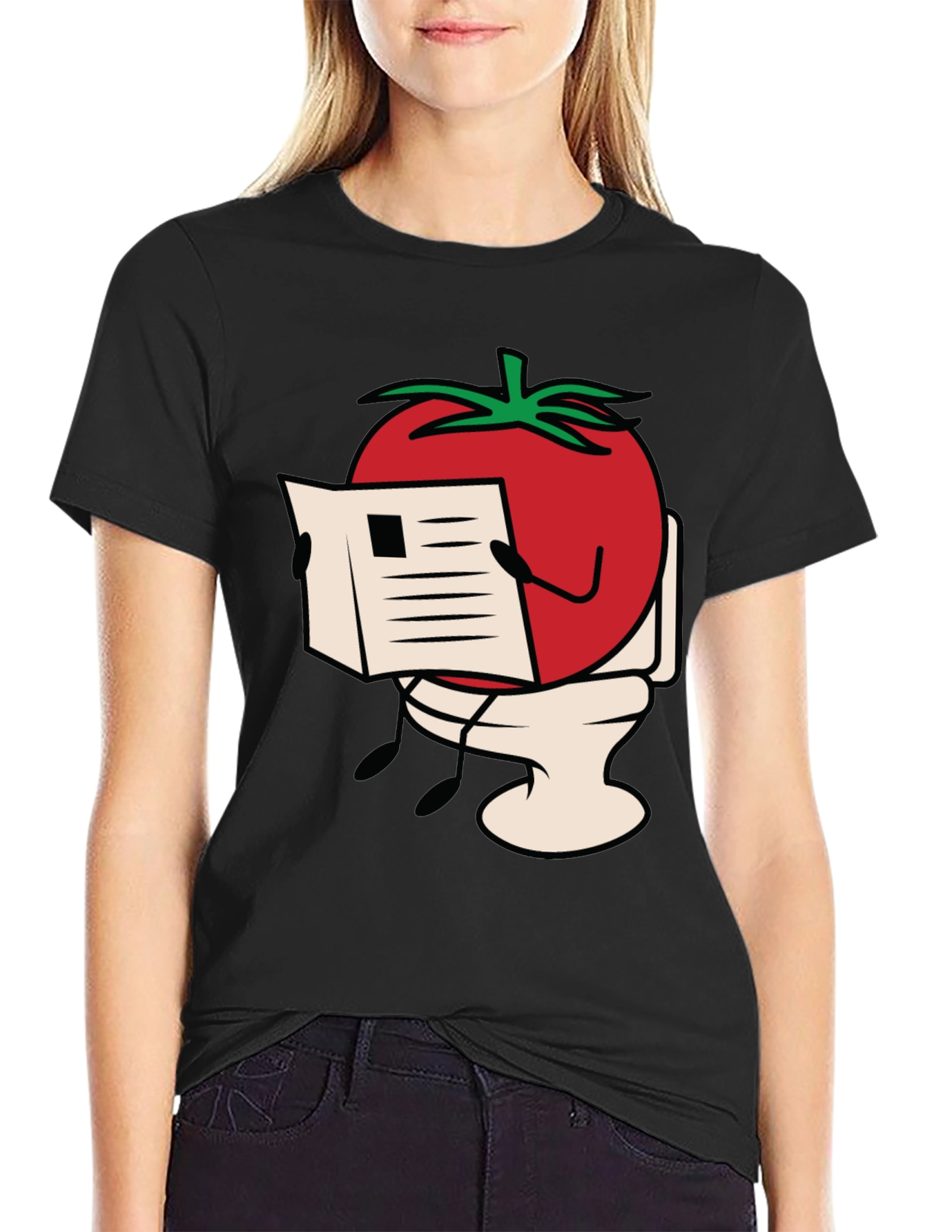 Tomato on Toilet Funny Graphic T-Shirt