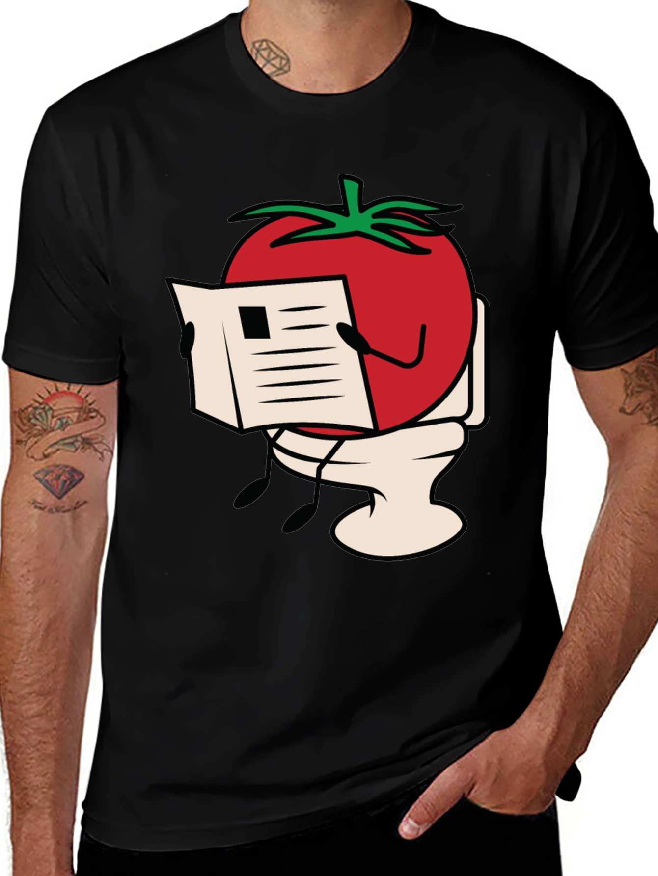 Tomato on Toilet Funny Graphic T-Shirt