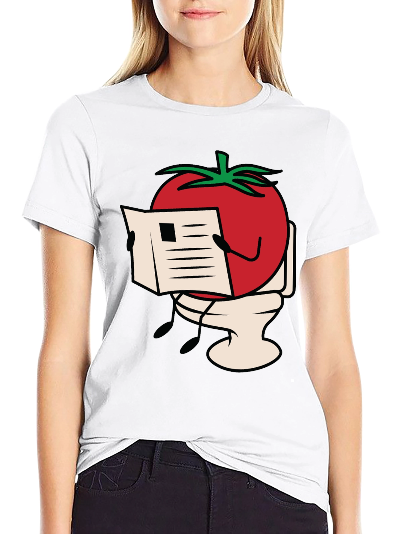 Tomato on Toilet Funny Graphic T-Shirt