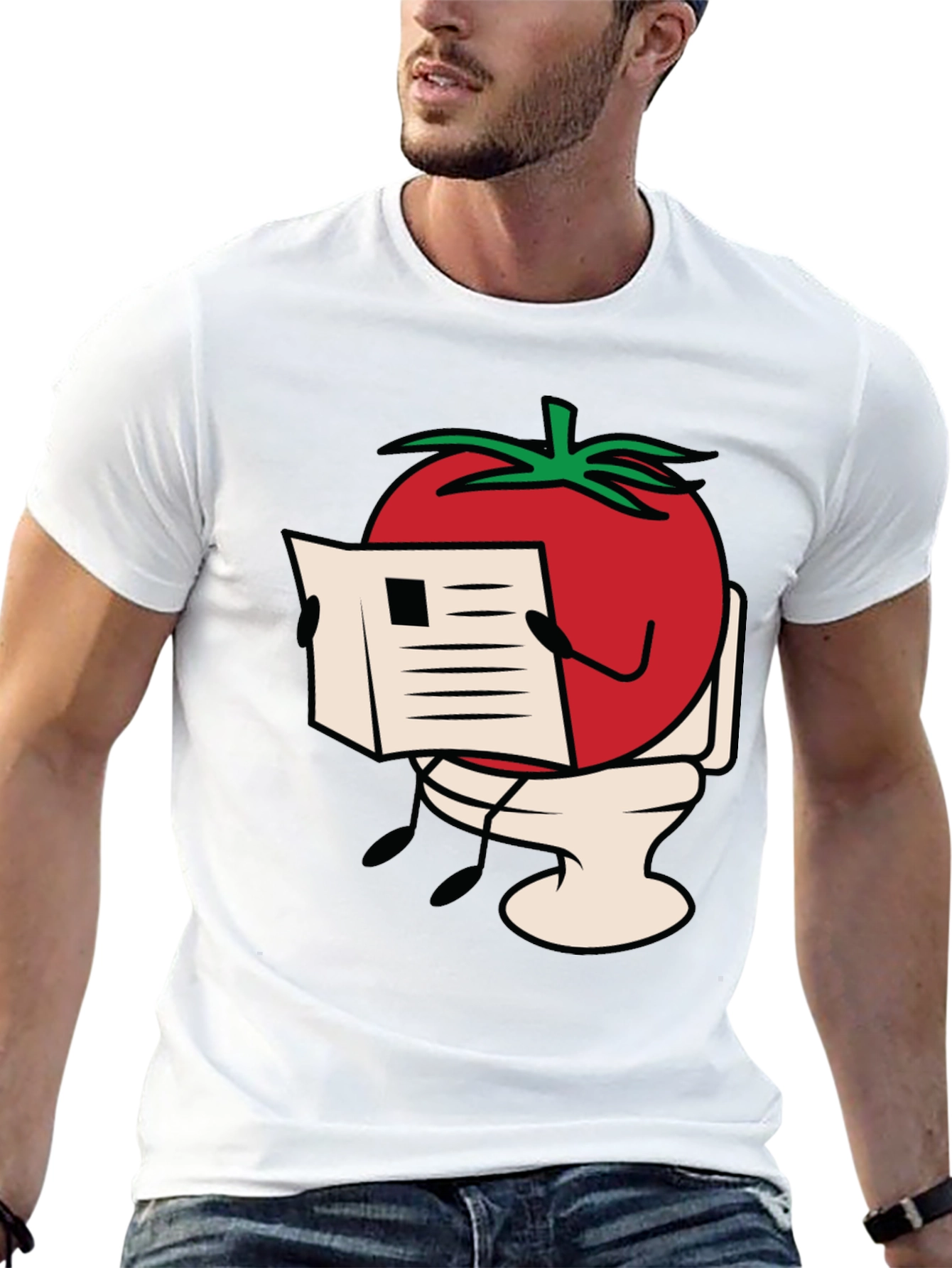 Tomato on Toilet Funny Graphic T-Shirt