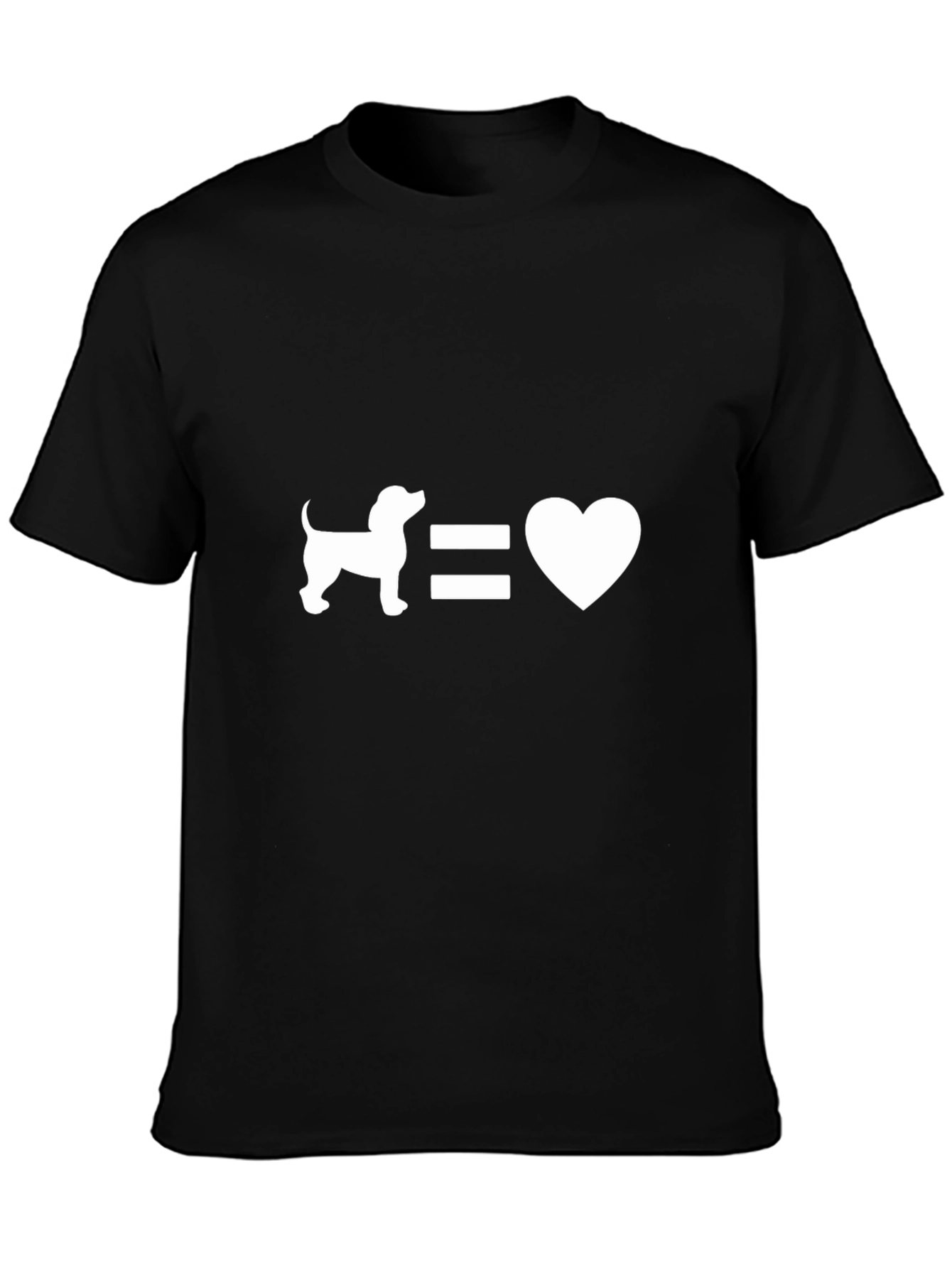Dog Equals Love Black Graphic T-Shirt