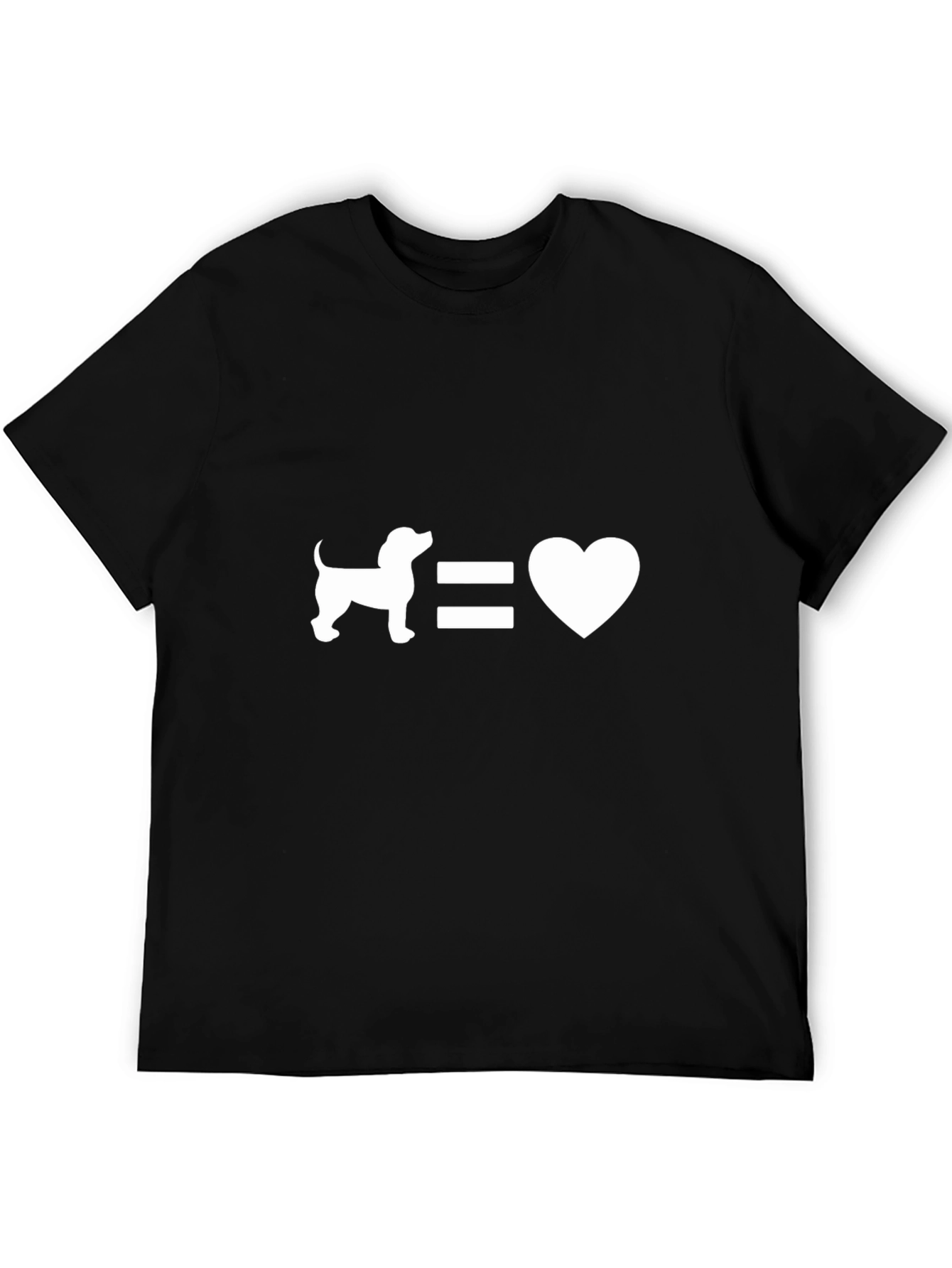 Dog Equals Love Black Graphic T-Shirt