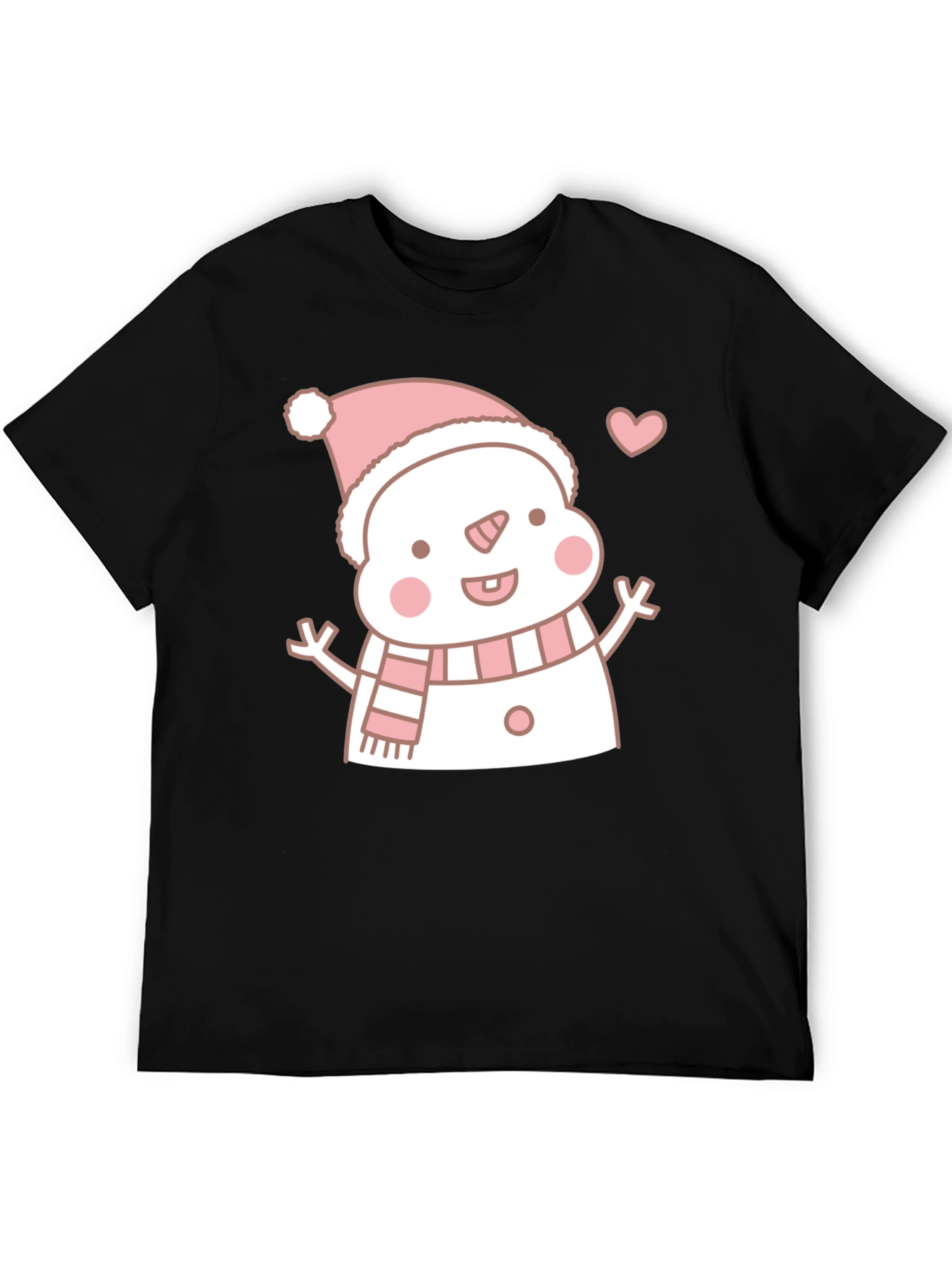 Cute Snowman Graphic Tee - Black T-Shirt