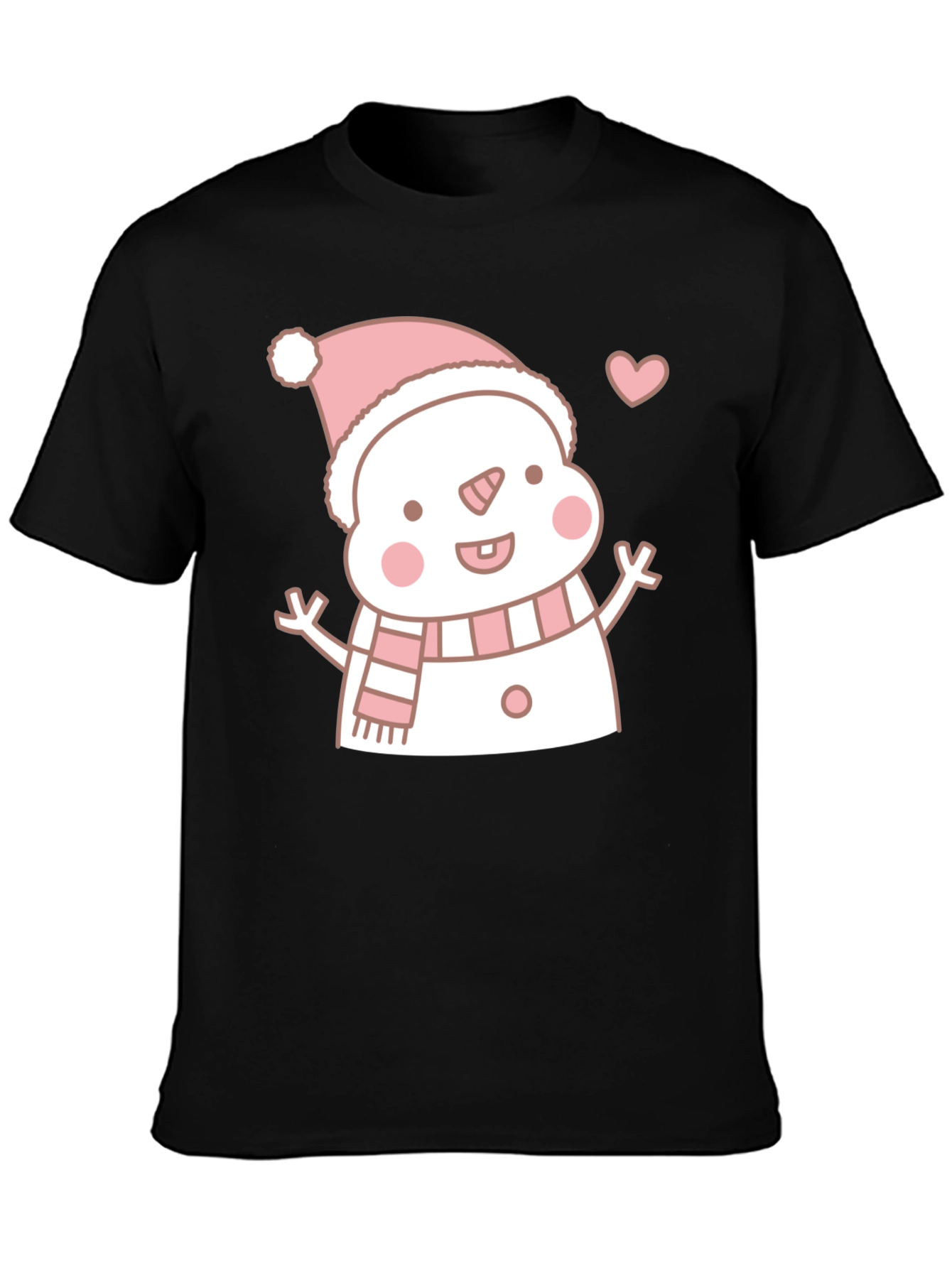 Cute Snowman Graphic Tee - Black T-Shirt