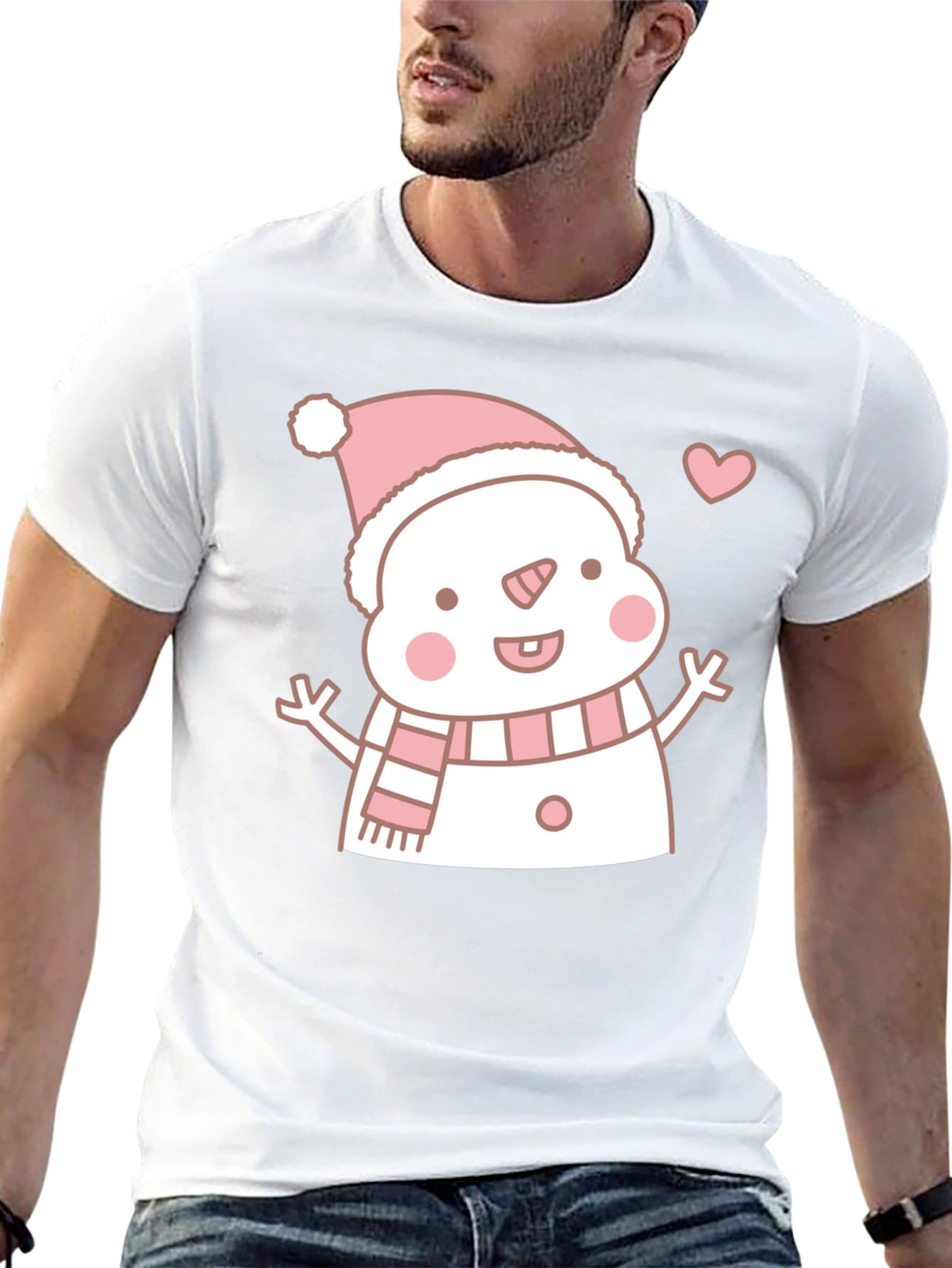 Cute Snowman Graphic Tee - Black T-Shirt