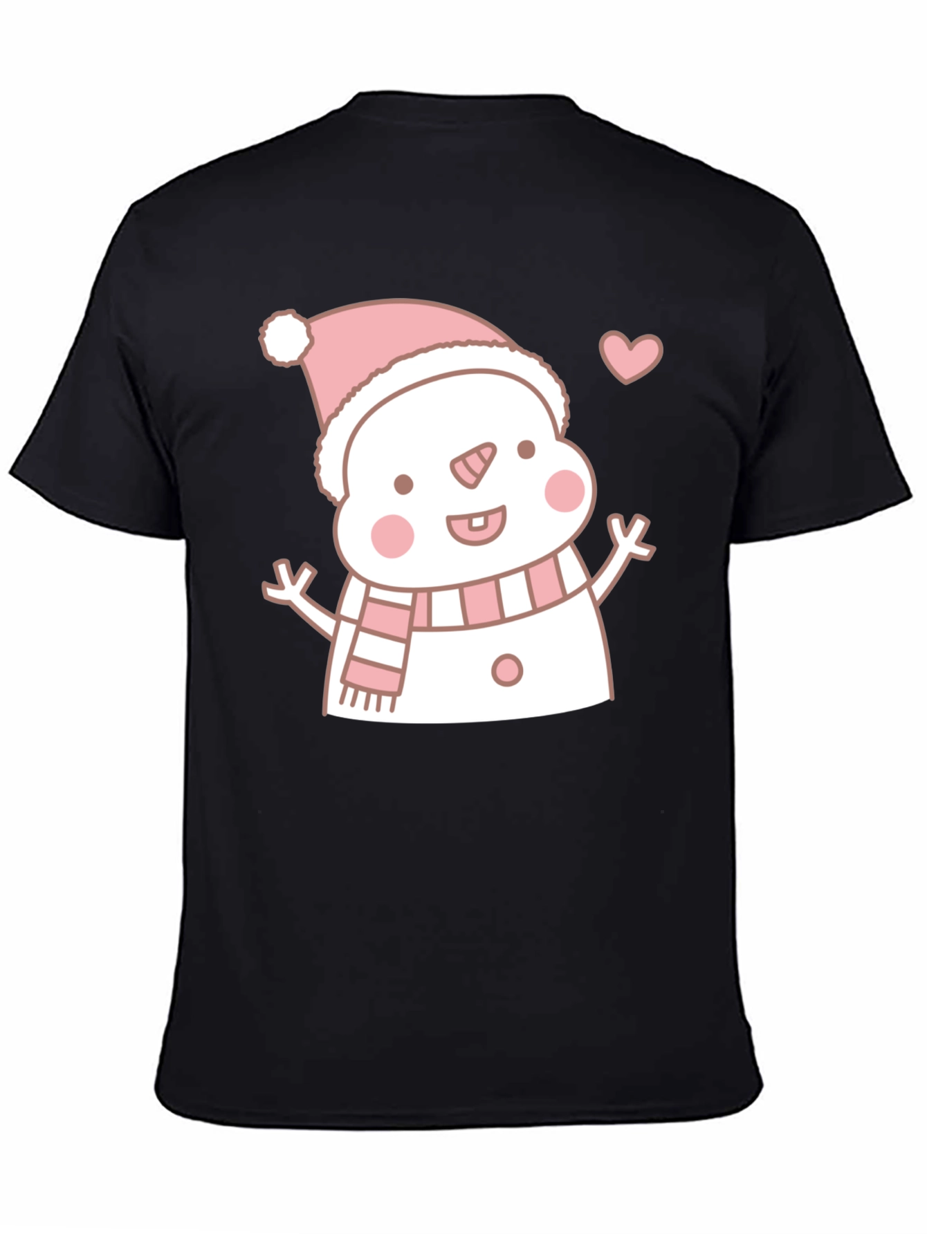 Cute Snowman Graphic Tee - Black T-Shirt