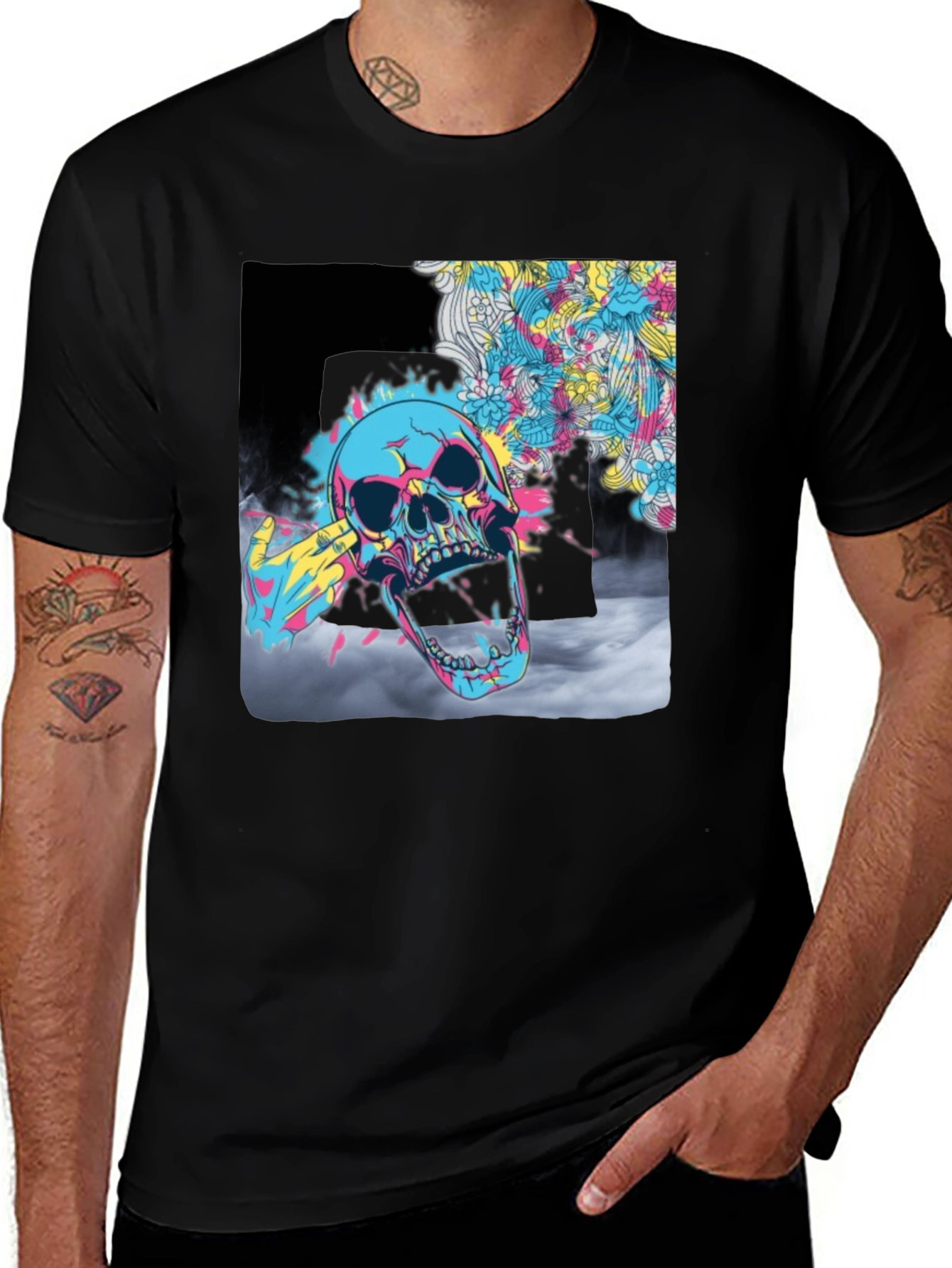 Vibrant Skull Graphic T-Shirt - Bold Artistic Design