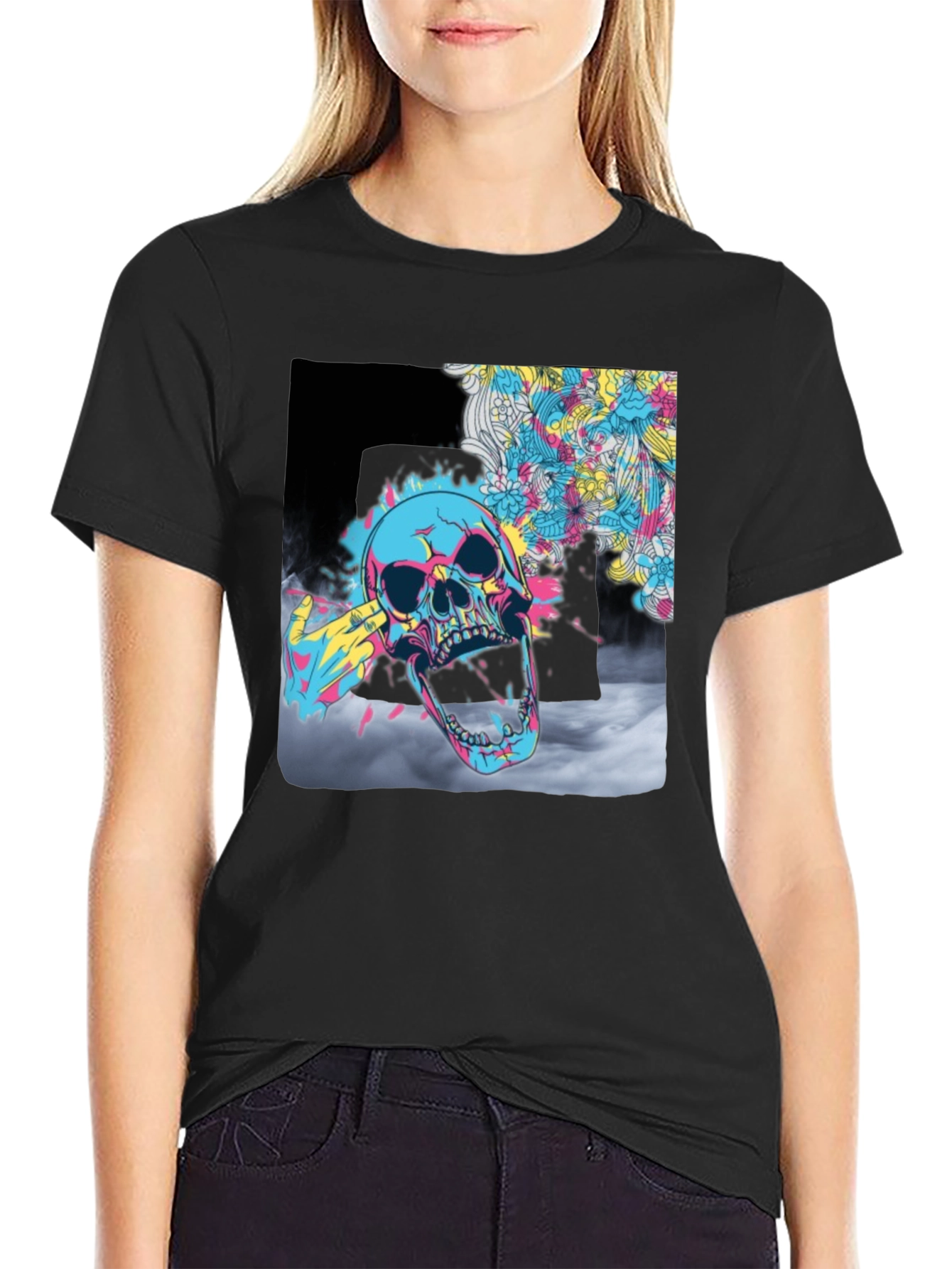 Vibrant Skull Graphic T-Shirt - Bold Artistic Design