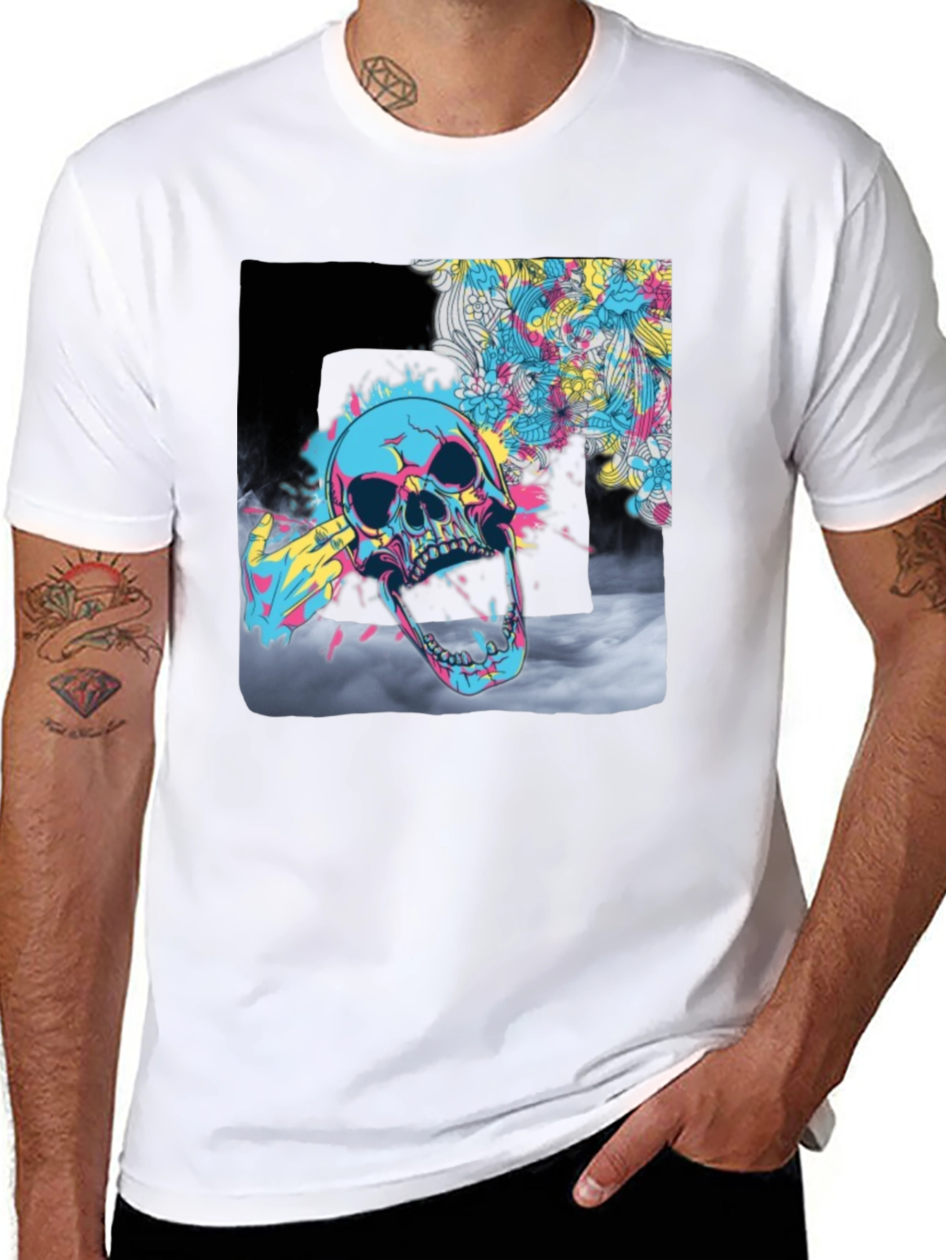 Vibrant Skull Graphic T-Shirt - Bold Artistic Design