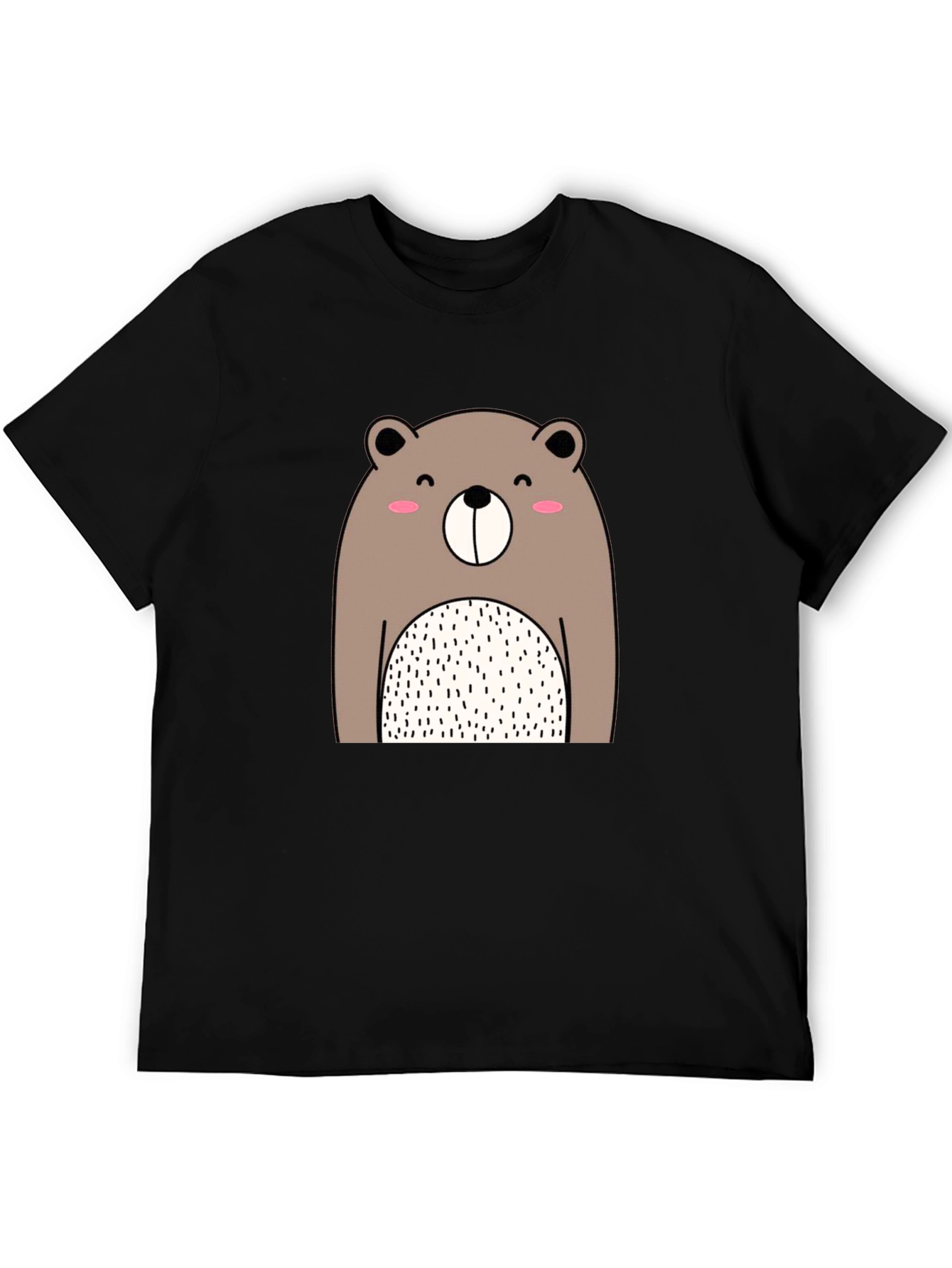 Cute Bear Graphic Black T-Shirt